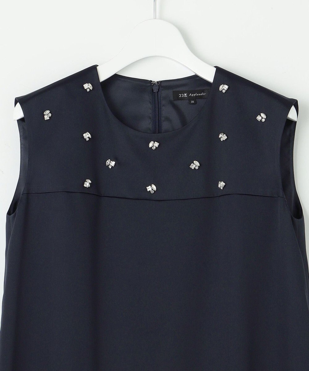 23区 【APPLAUDIR】ノーブルサテン ビジューデザインドレス 