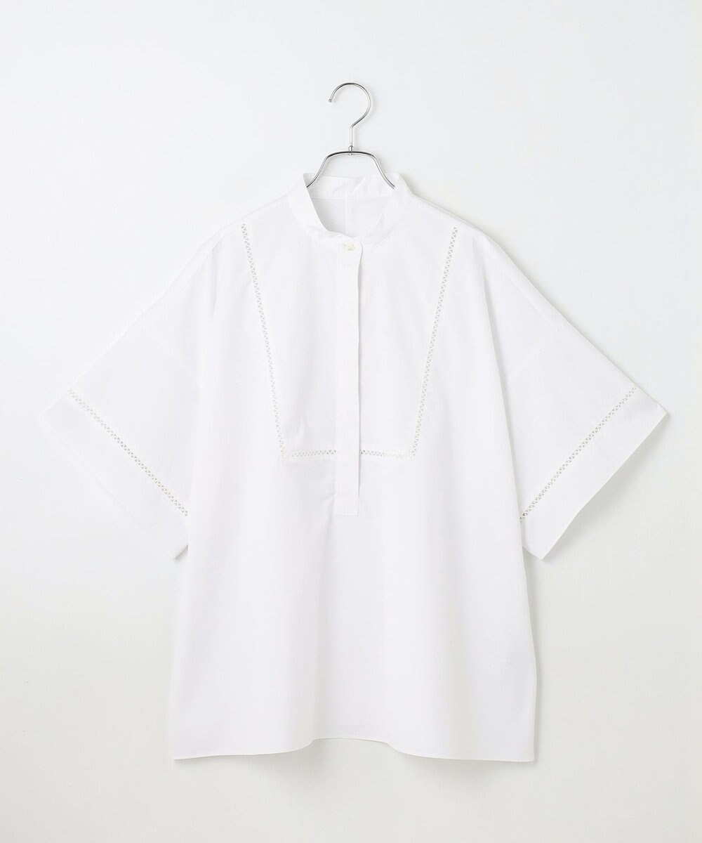 #Newans 【洗える/セットアップ可能】ハシゴレースビブデザインシャツ 