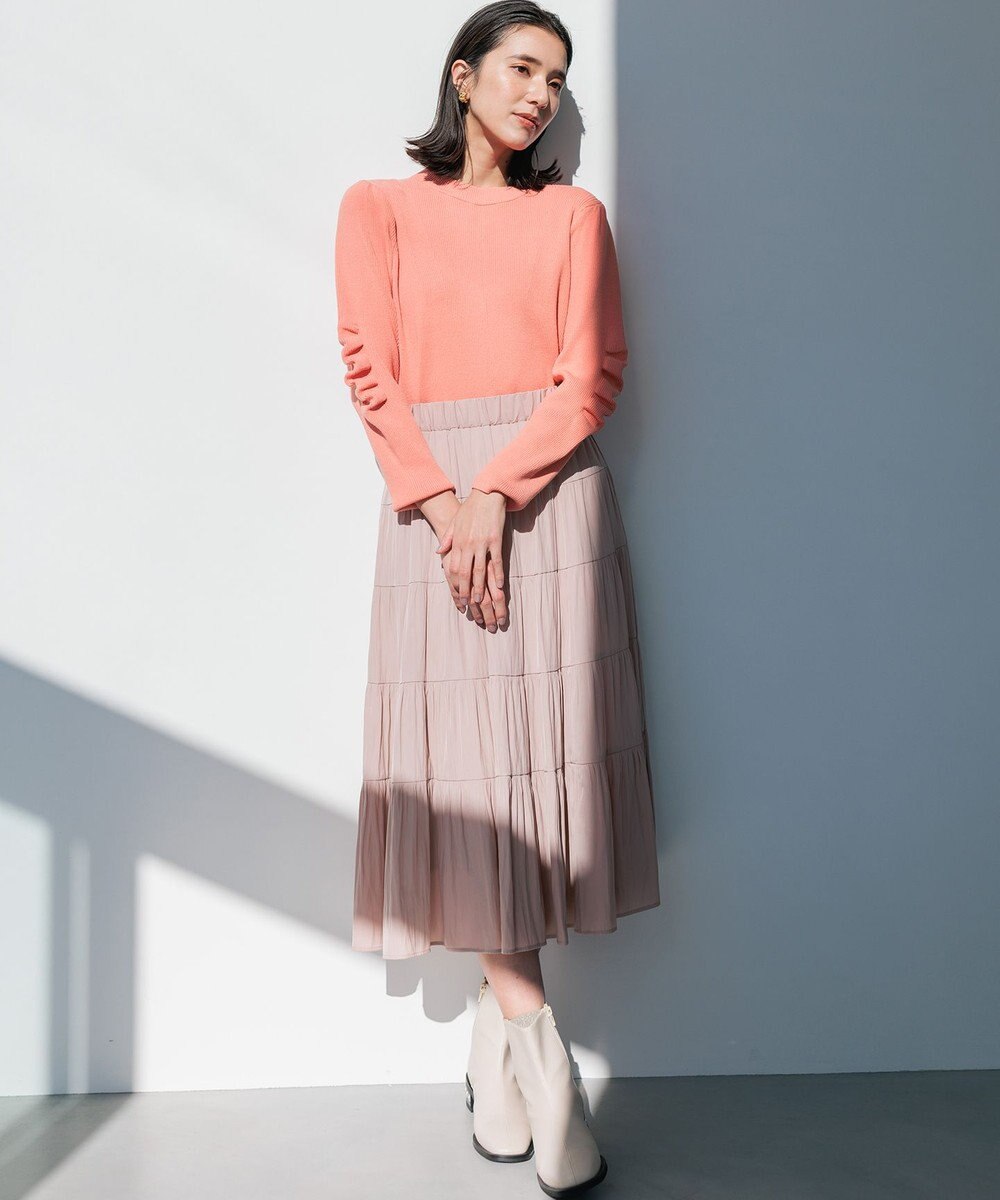 組曲 L ギャザーライトデシン ティアードスカート 