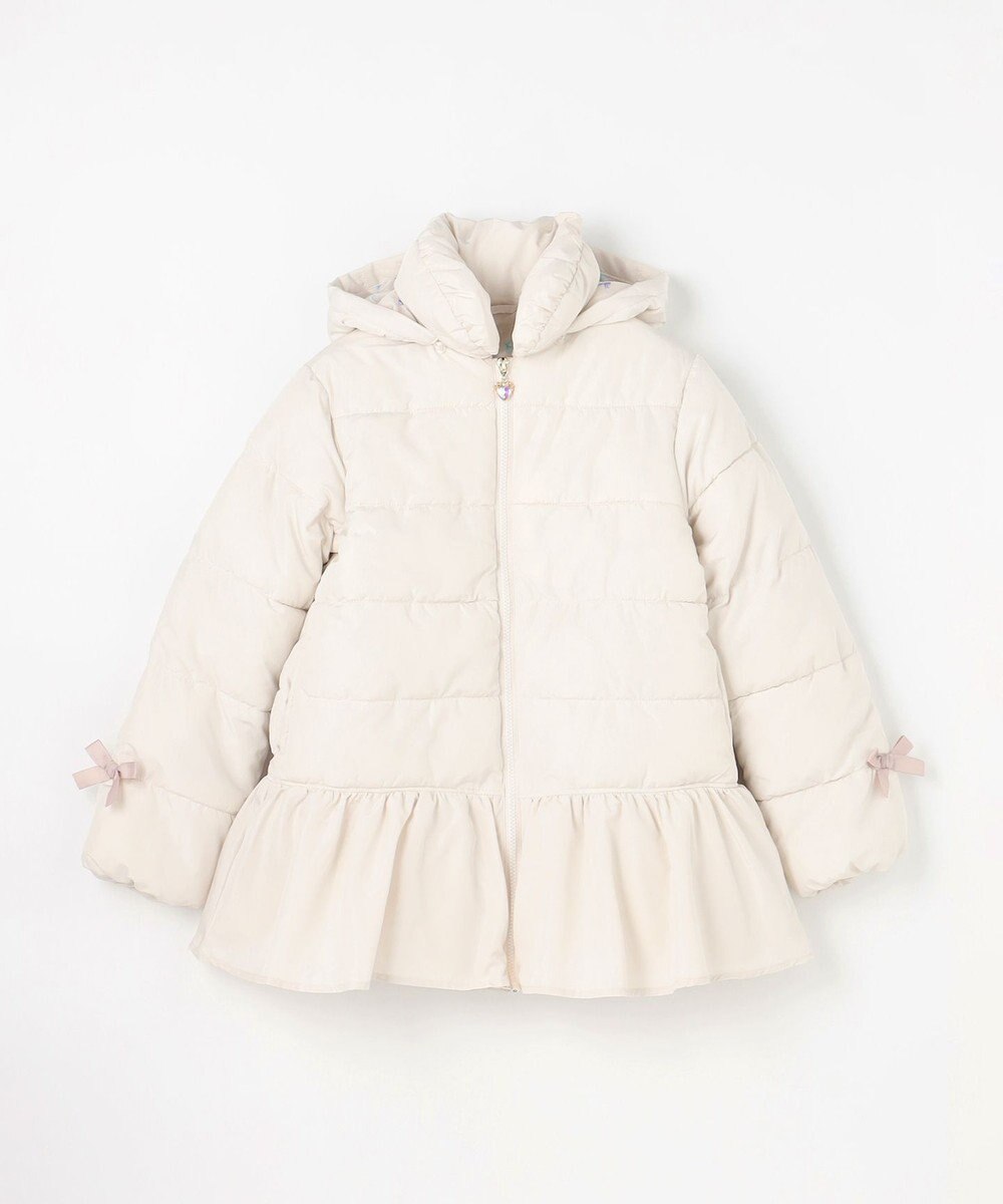 ANY KIDS 【フード取り外し/洗濯機可能】中綿フリル リボンコート 