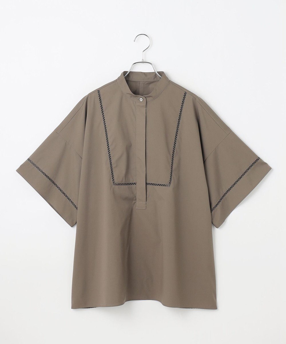 #Newans 【洗える/セットアップ可能】ハシゴレースビブデザインシャツ 