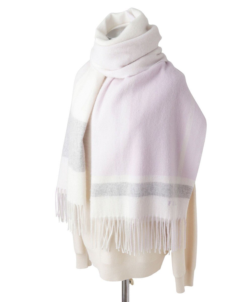 MOONBAT FURLA ウール超大判ブロックチェックラメストール/幅70cm 