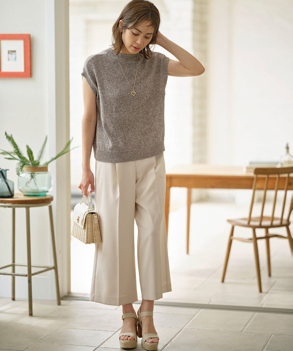 組曲 【WEB限定・前後着用可】コットンポリエステル杢プルオーバー ニット 