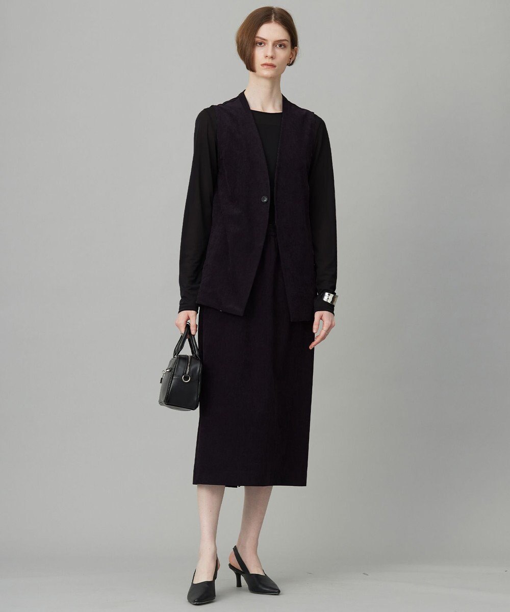 ICB 【洗える】ストレッチスエード ジレ 