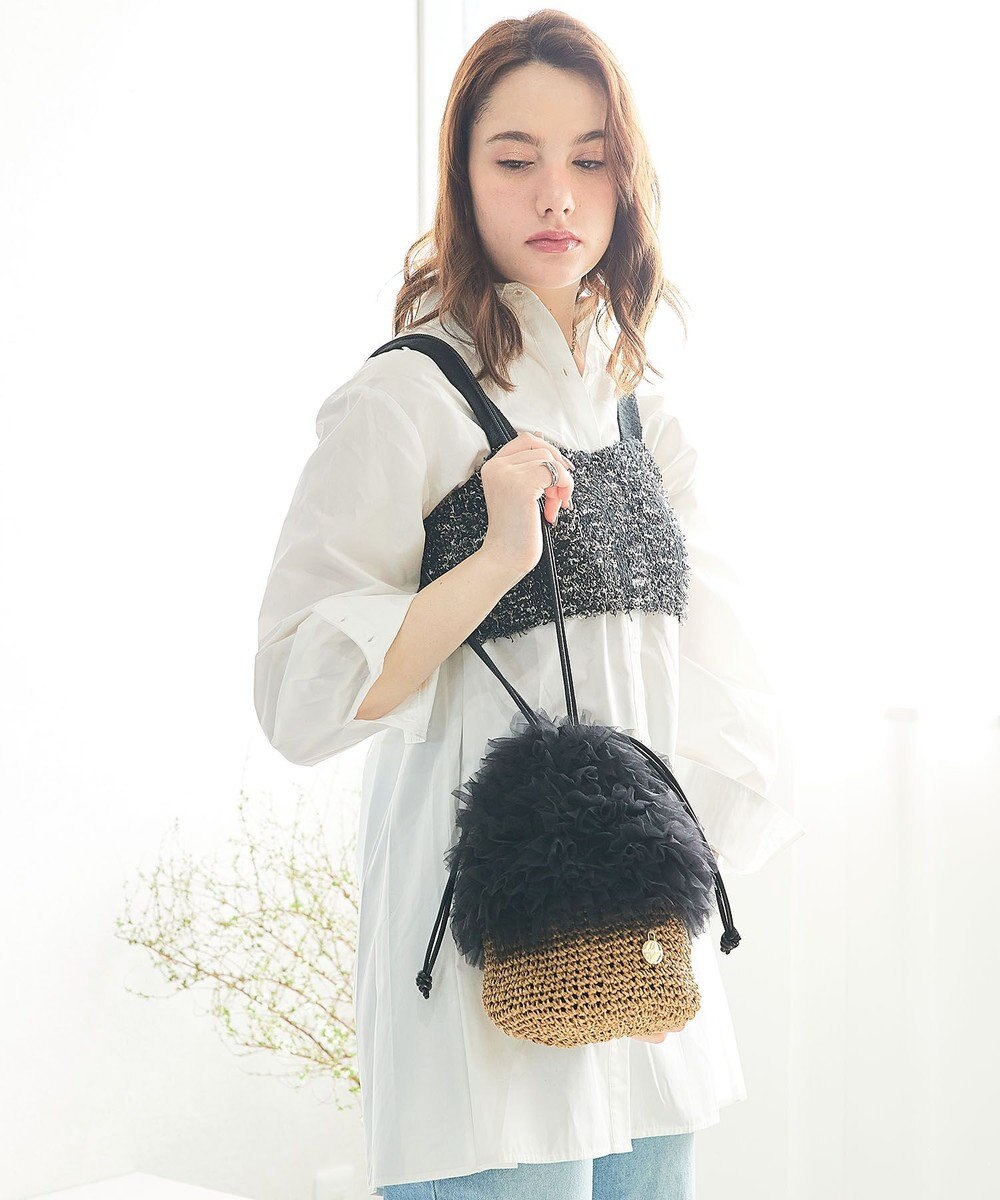 style code 【MERCURYDUO/マーキュリーデュオ】チュールフリル 雑材バケツ型ショルダーバッグ 