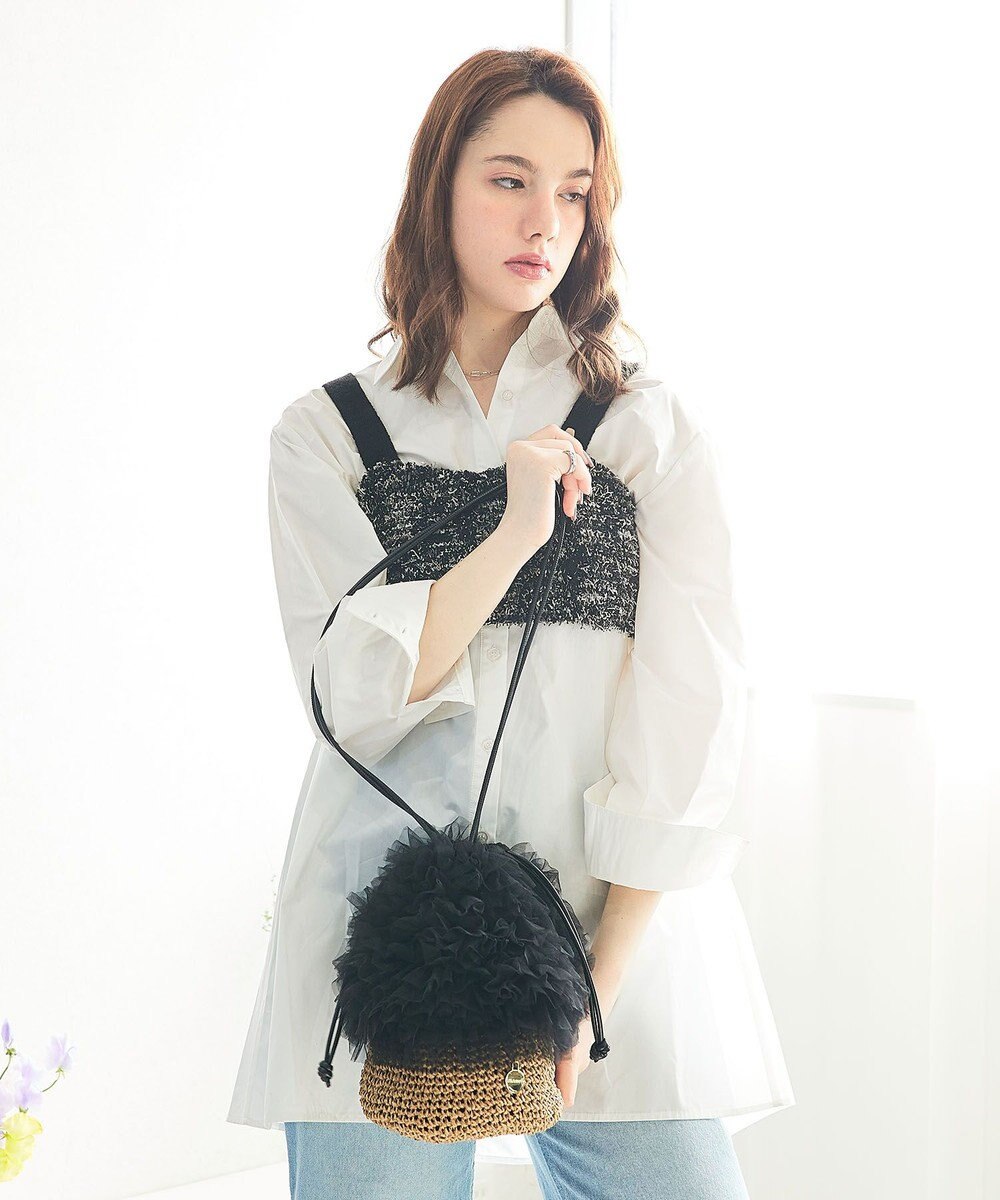 style code 【MERCURYDUO/マーキュリーデュオ】チュールフリル 雑材バケツ型ショルダーバッグ 