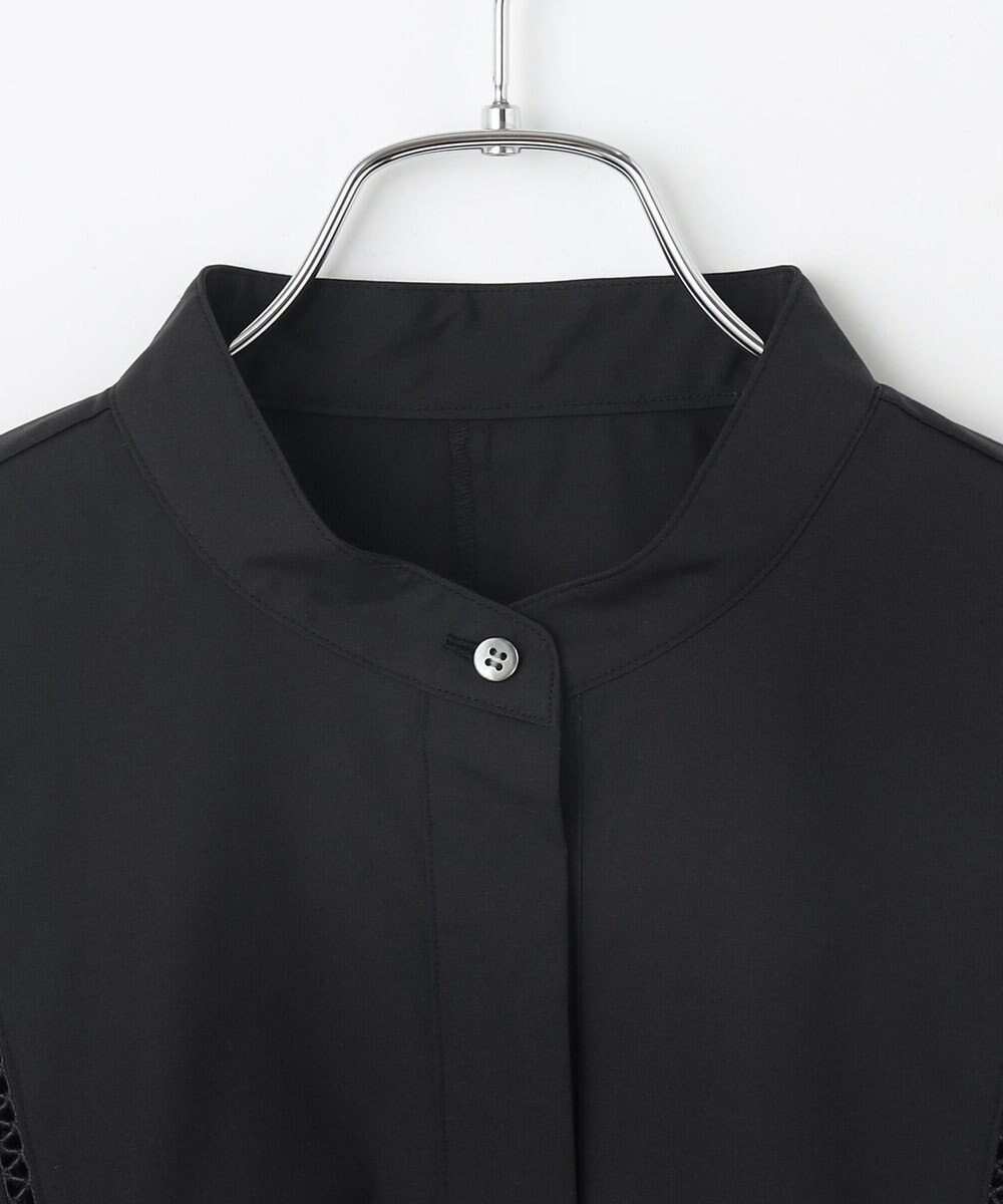 #Newans 【洗える/セットアップ可能】ハシゴレースビブデザインシャツ 