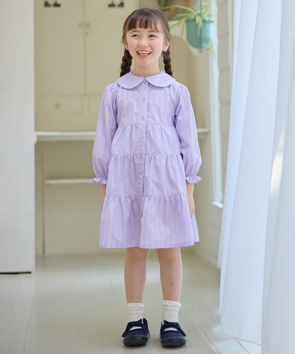 ANY KIDS ストライプ シャツ ワンピース 