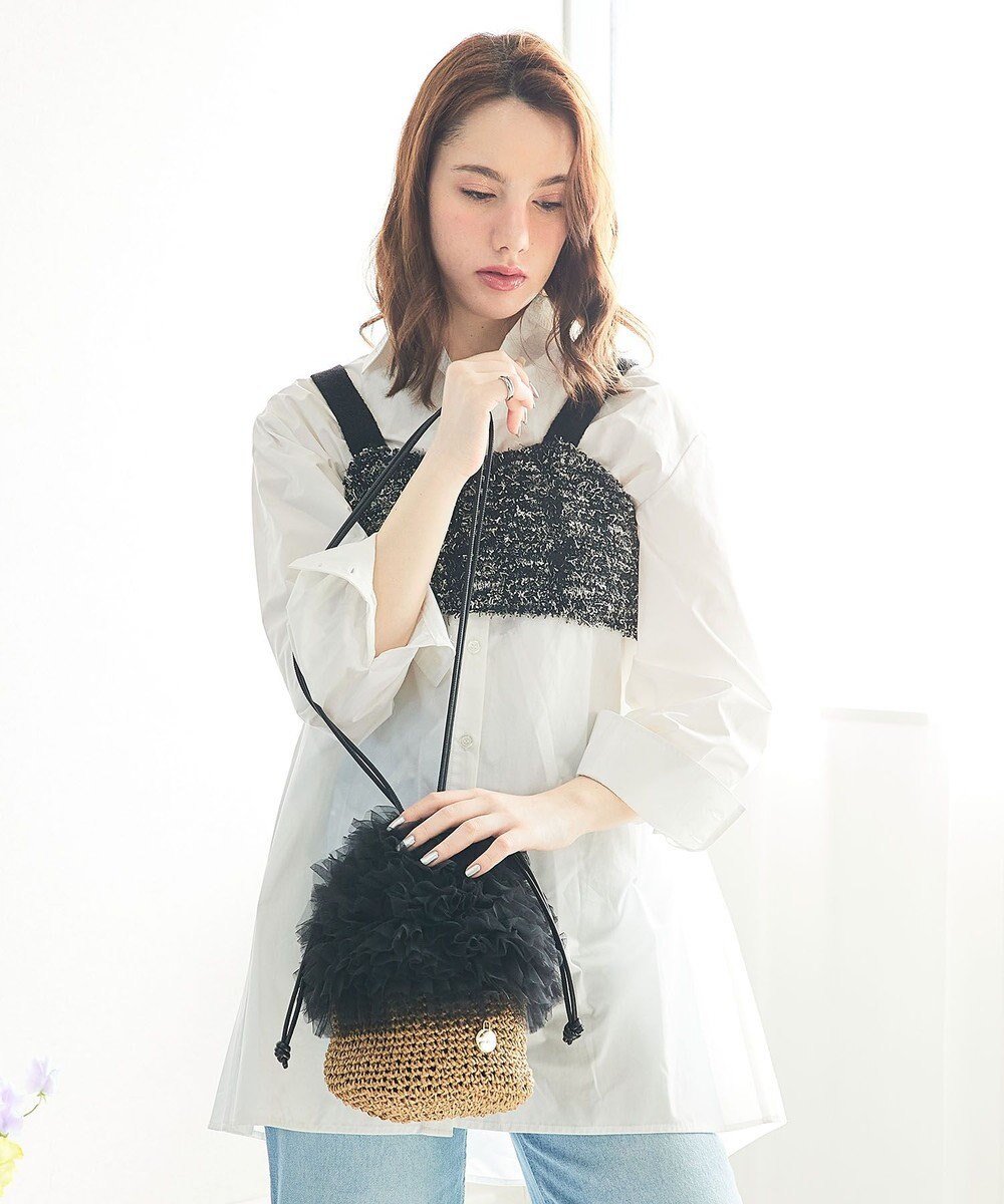 style code 【MERCURYDUO/マーキュリーデュオ】チュールフリル 雑材バケツ型ショルダーバッグ 