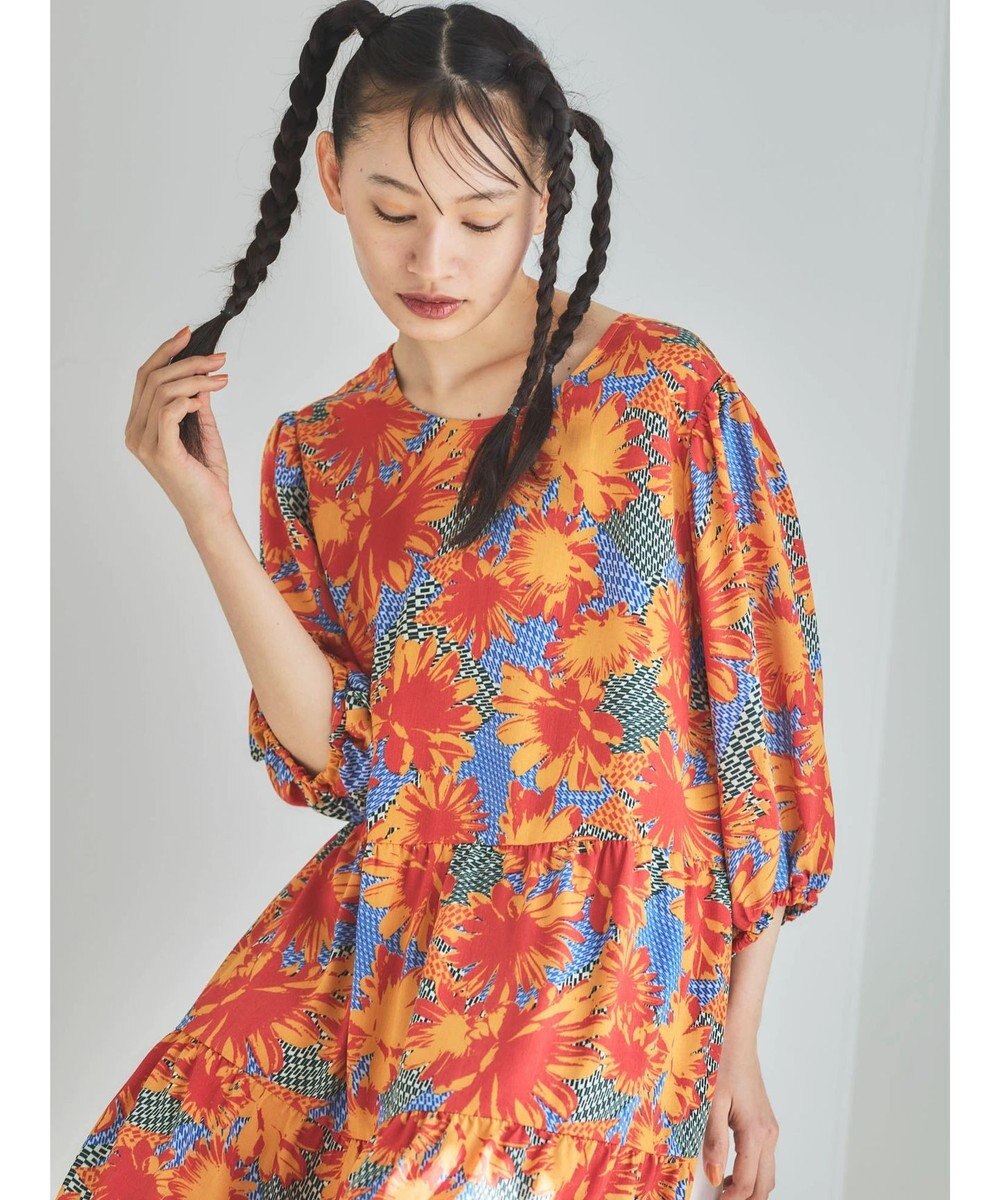 Green Parks ■ＥＳＣＡＲ　フラワーＭＩＸｐｔティアードワンピース 