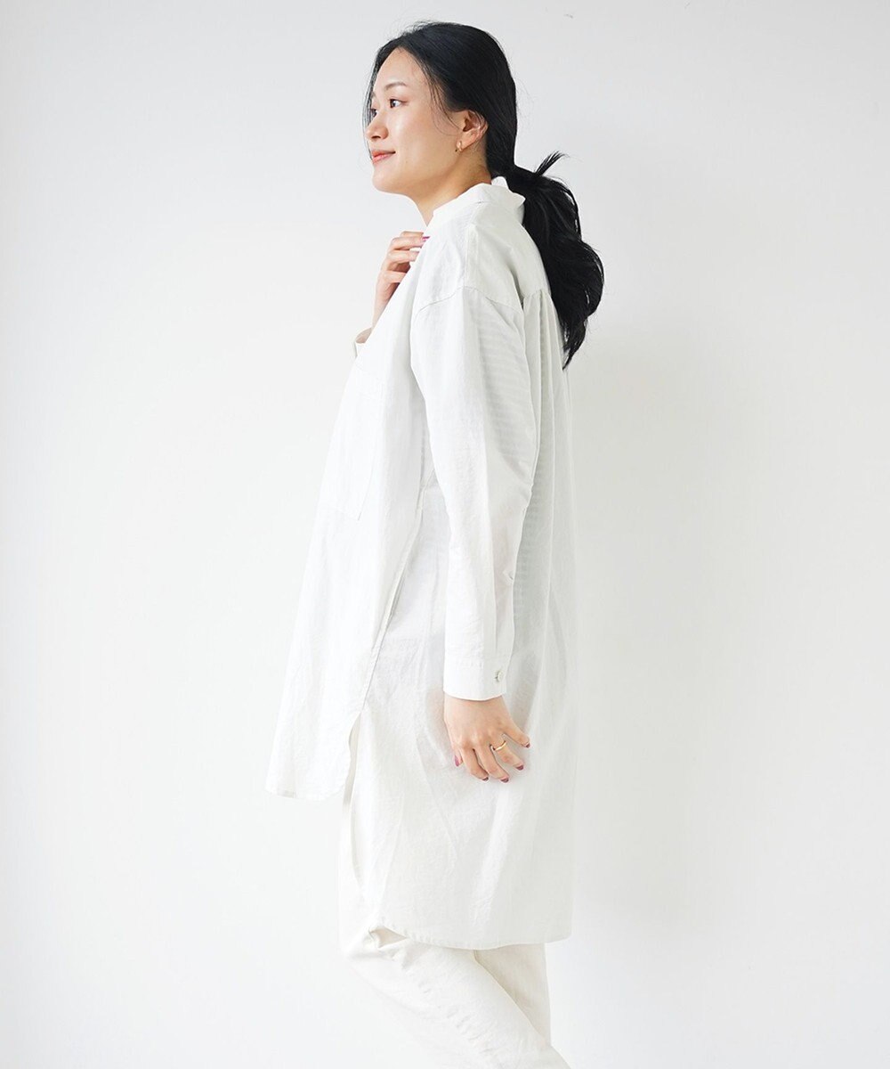 WHITE MAILS 【UNISEX】COTTON PAPER WASHED ポプリンロングシャツ 