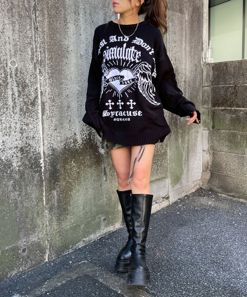 WEGO ウイングハートダメージニット 