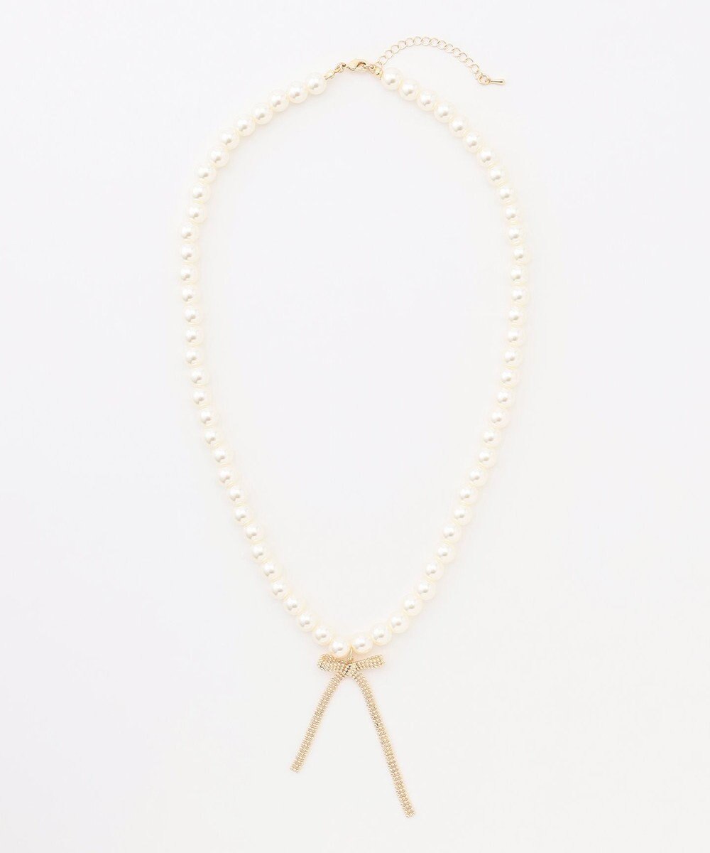 組曲 センターリボンイミテーションパール ネックレス 