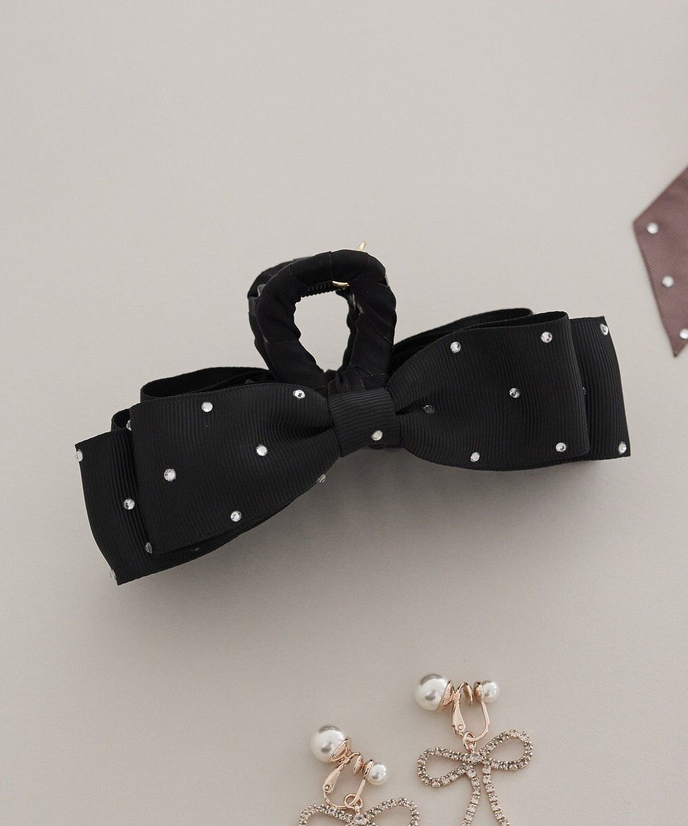 Maison de FLEUR ビジューグログランリボンバンスクリップ 