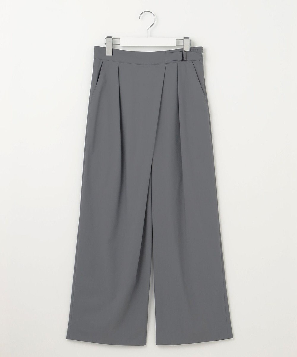 J.PRESS LADIES 【洗える】ストレッチタイプライター ラップディテール ワイド パンツ 