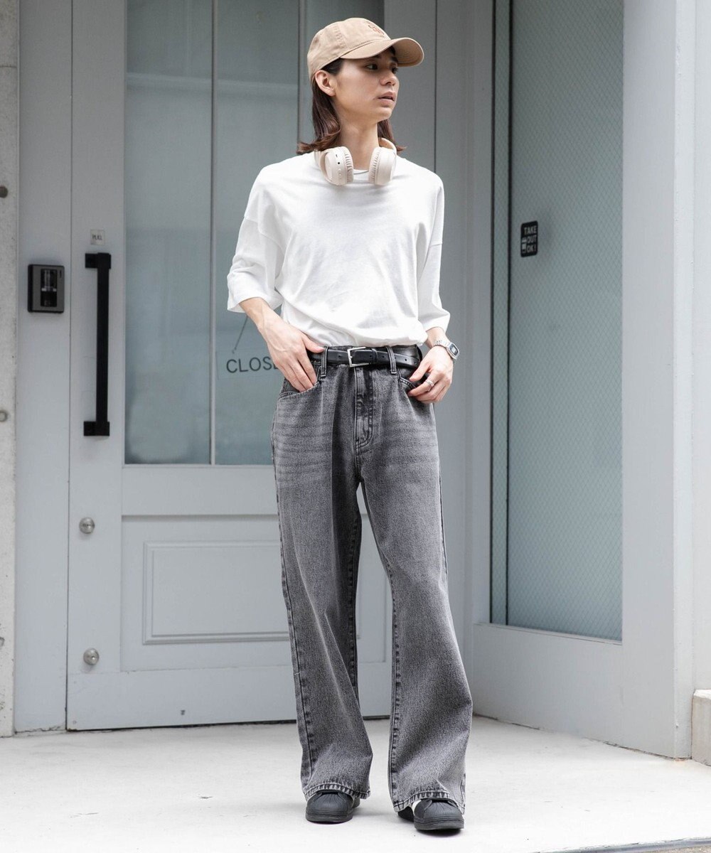 WEGO 【ユニセックス着用ITEM/SMLサイズ展開】デニムルーズフレアパンツ 