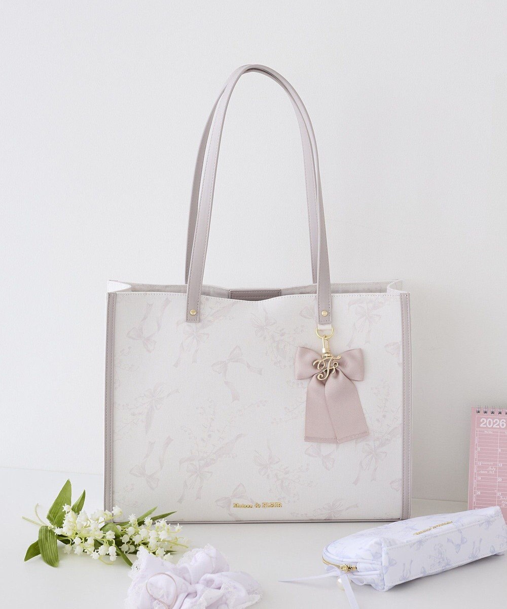 Maison de FLEUR すずらんプリントスクエアトートバッグ 
