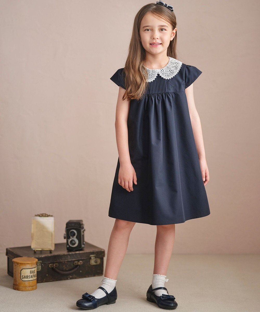 組曲 KIDS 【110-140㎝】 レースカラータックワンピース 