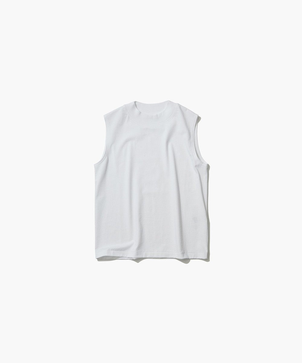 ATON DRY COTTON JERSEY | モックネックスリーブレスプルオーバー WHITE