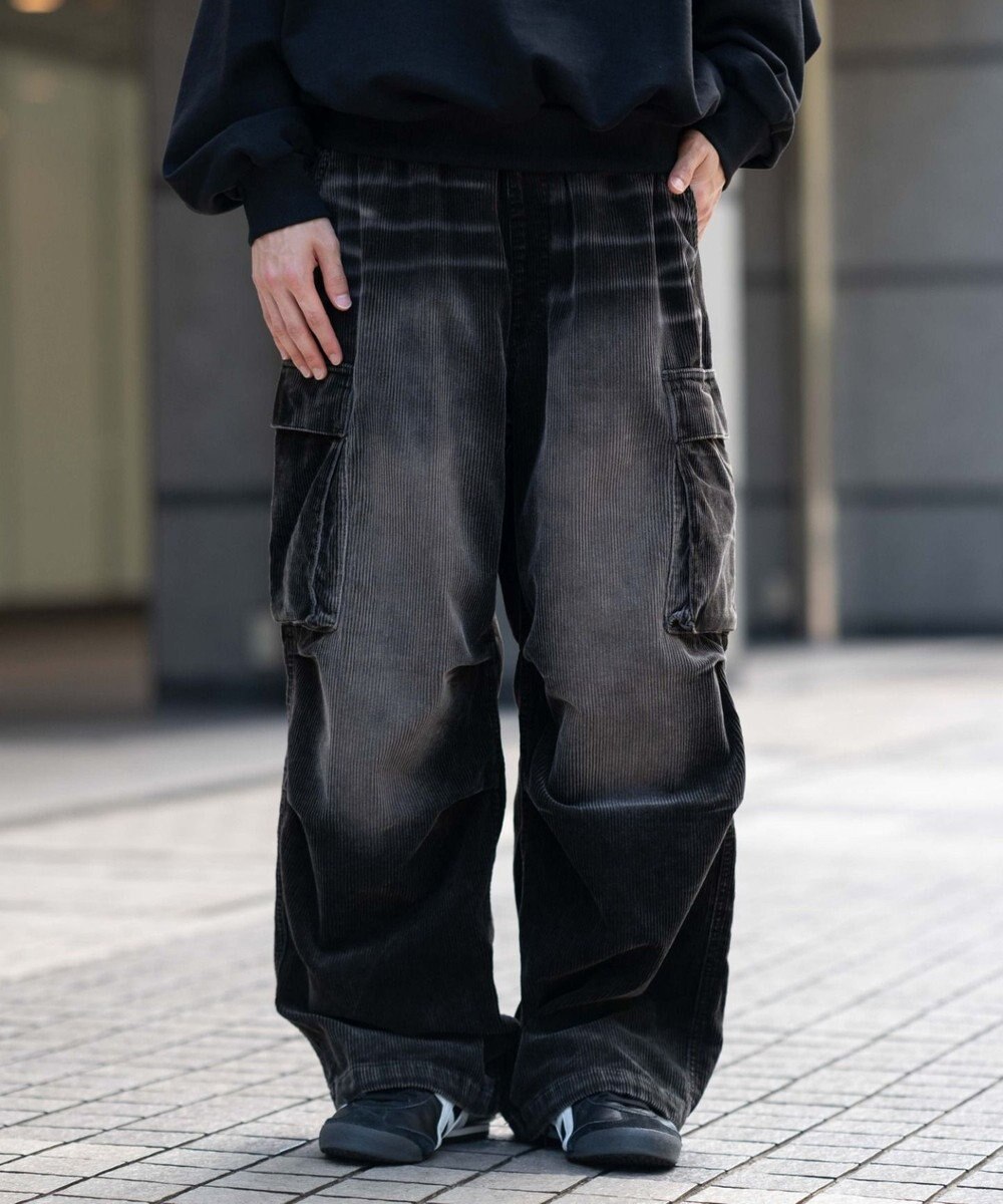 WEGO 【ウエストゴム/MLサイズ展開】イージーコーデュロイカーゴパンツ 