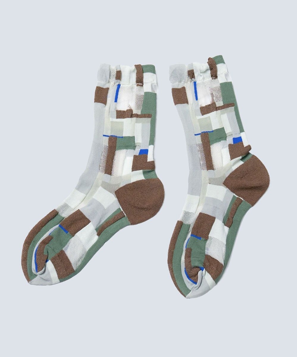 COQ MOSS MEMORY シアーパッチワークソックス 