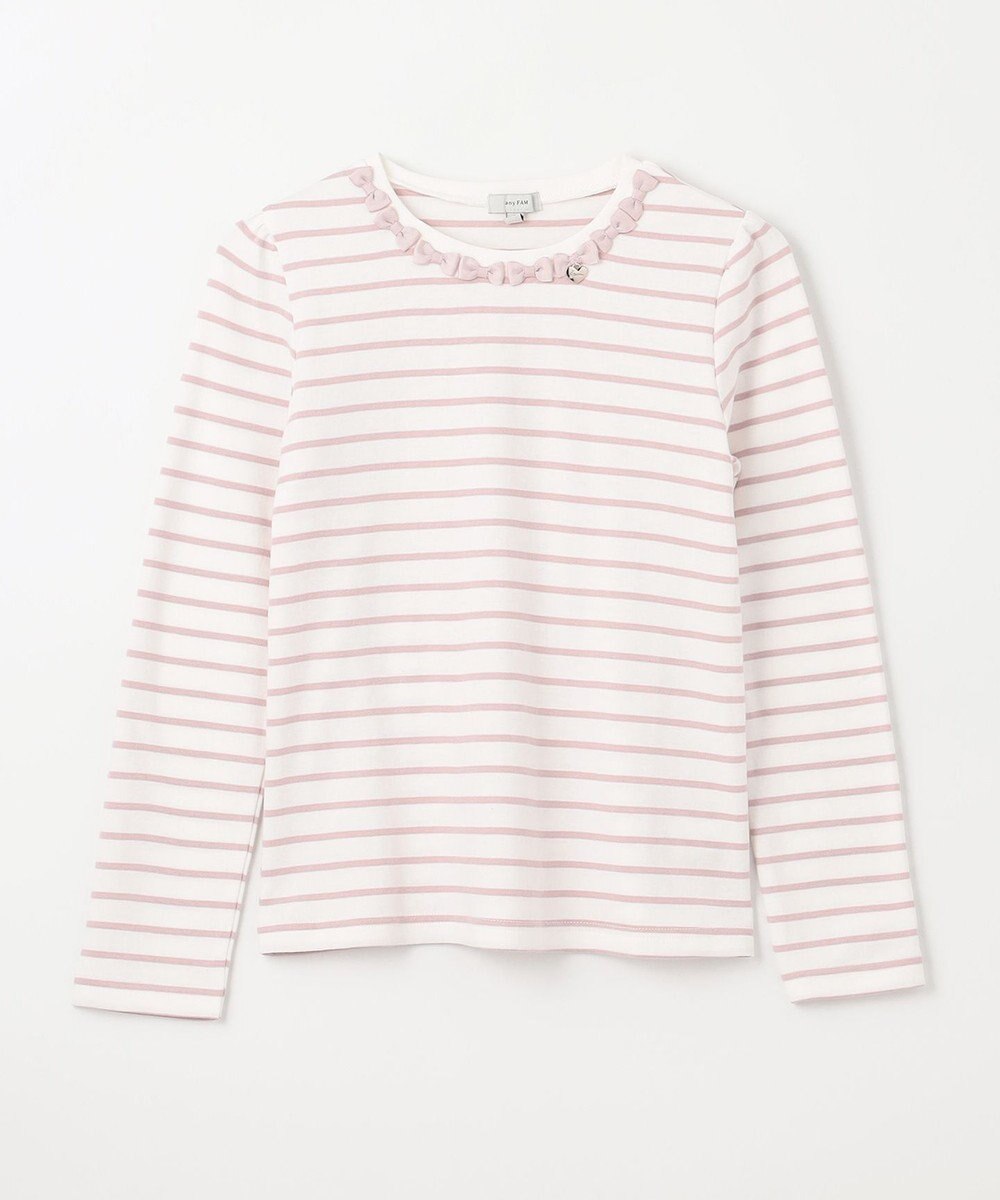 ANY KIDS リボン×ボーダー長袖Tシャツ 