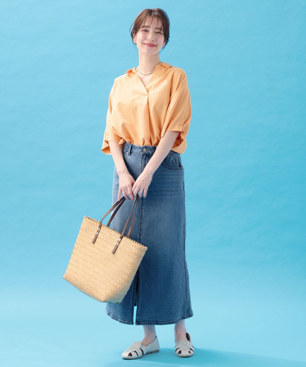 ANY 【新色追加】スキッパーネック袖タックブラウス 