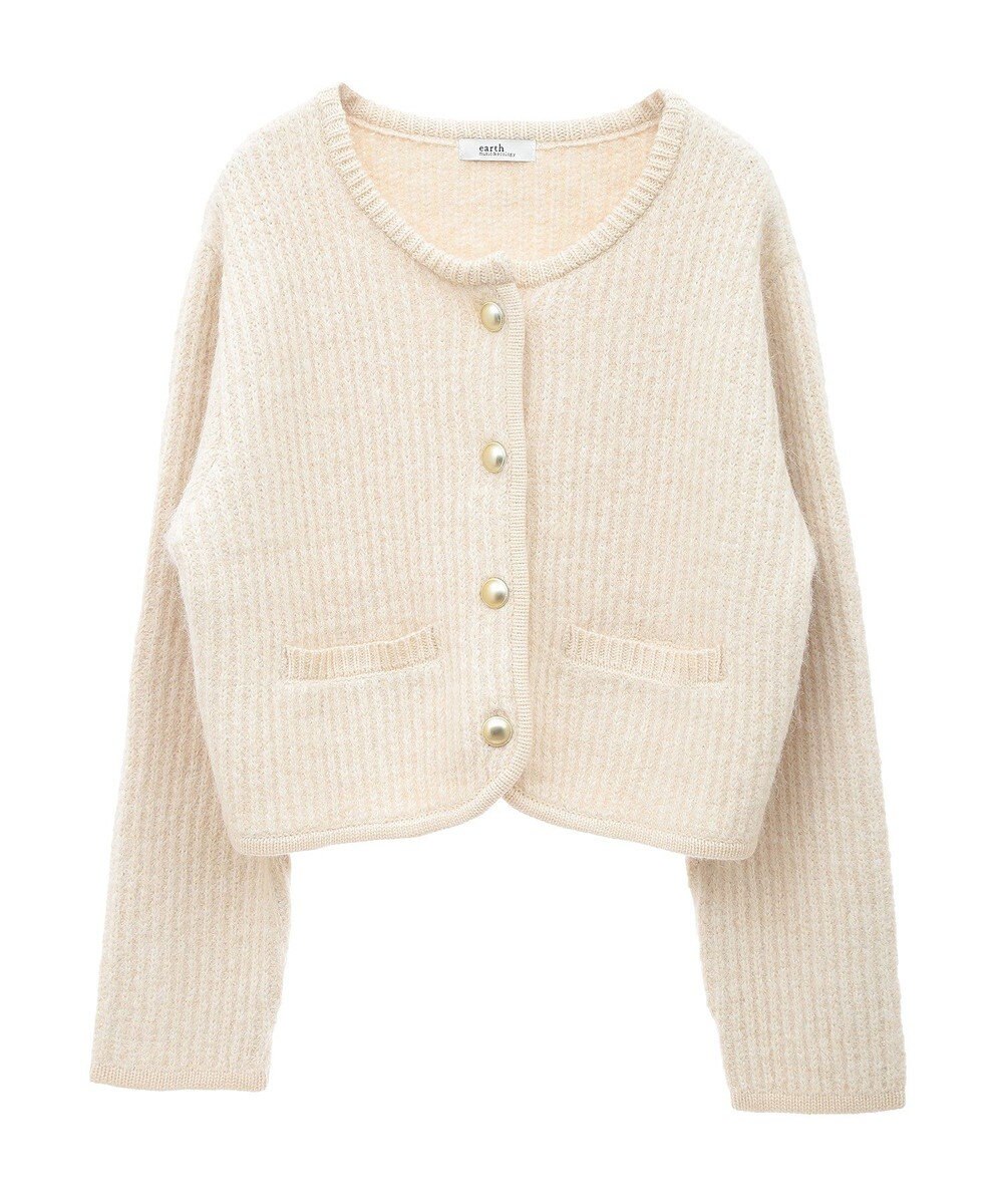 earth music&ecology ゴールド釦ショートニットカーディガン 