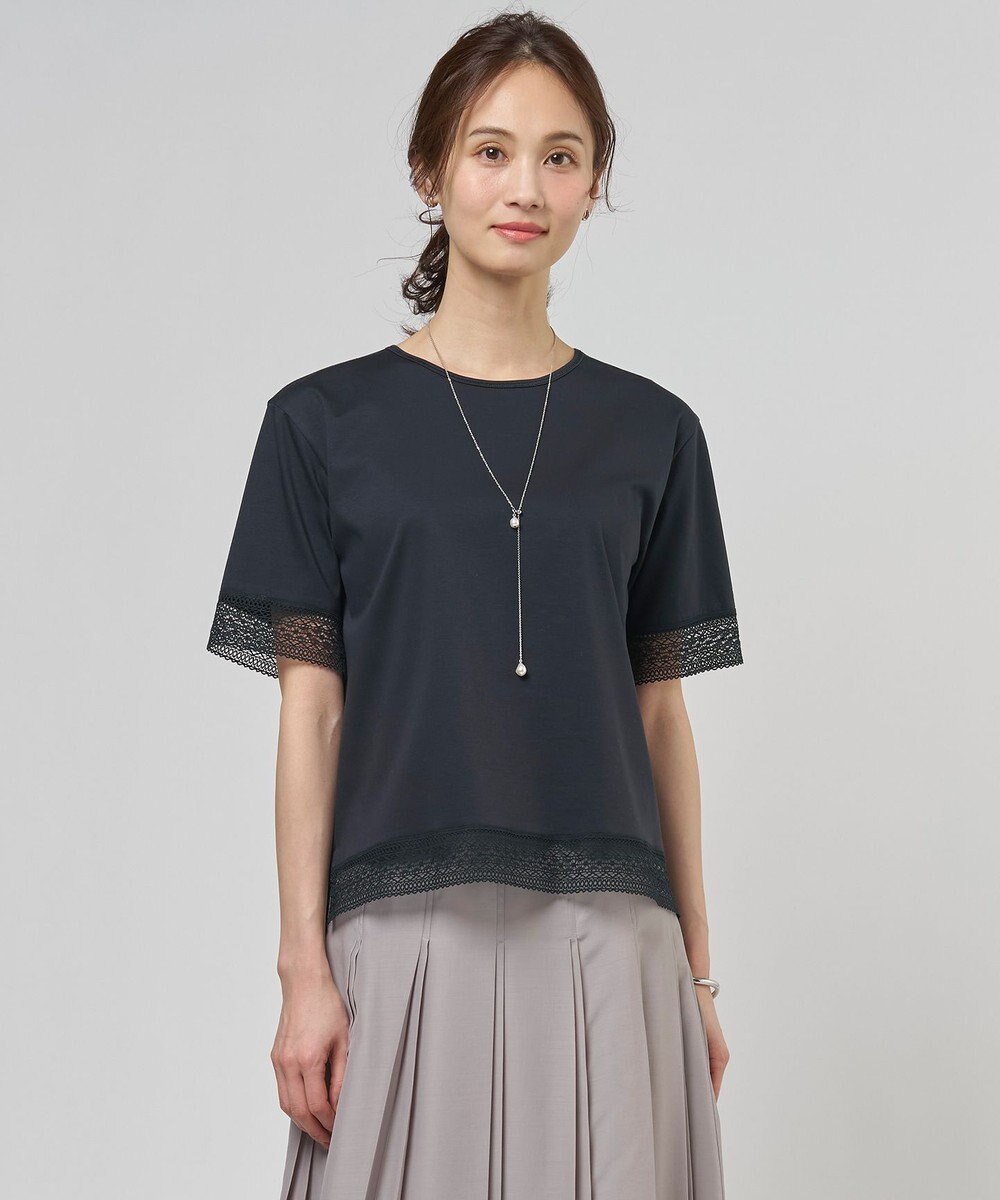 J.PRESS LADIES 【一枚で着映え】コットンスムース レース カットソー 