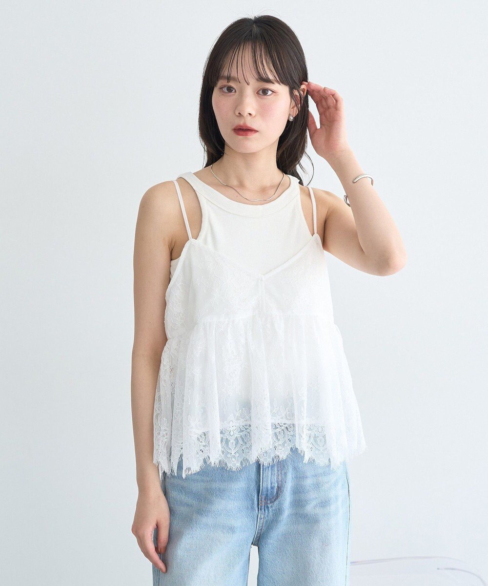 earth music&ecology フリンジレースバックリボンキャミ 