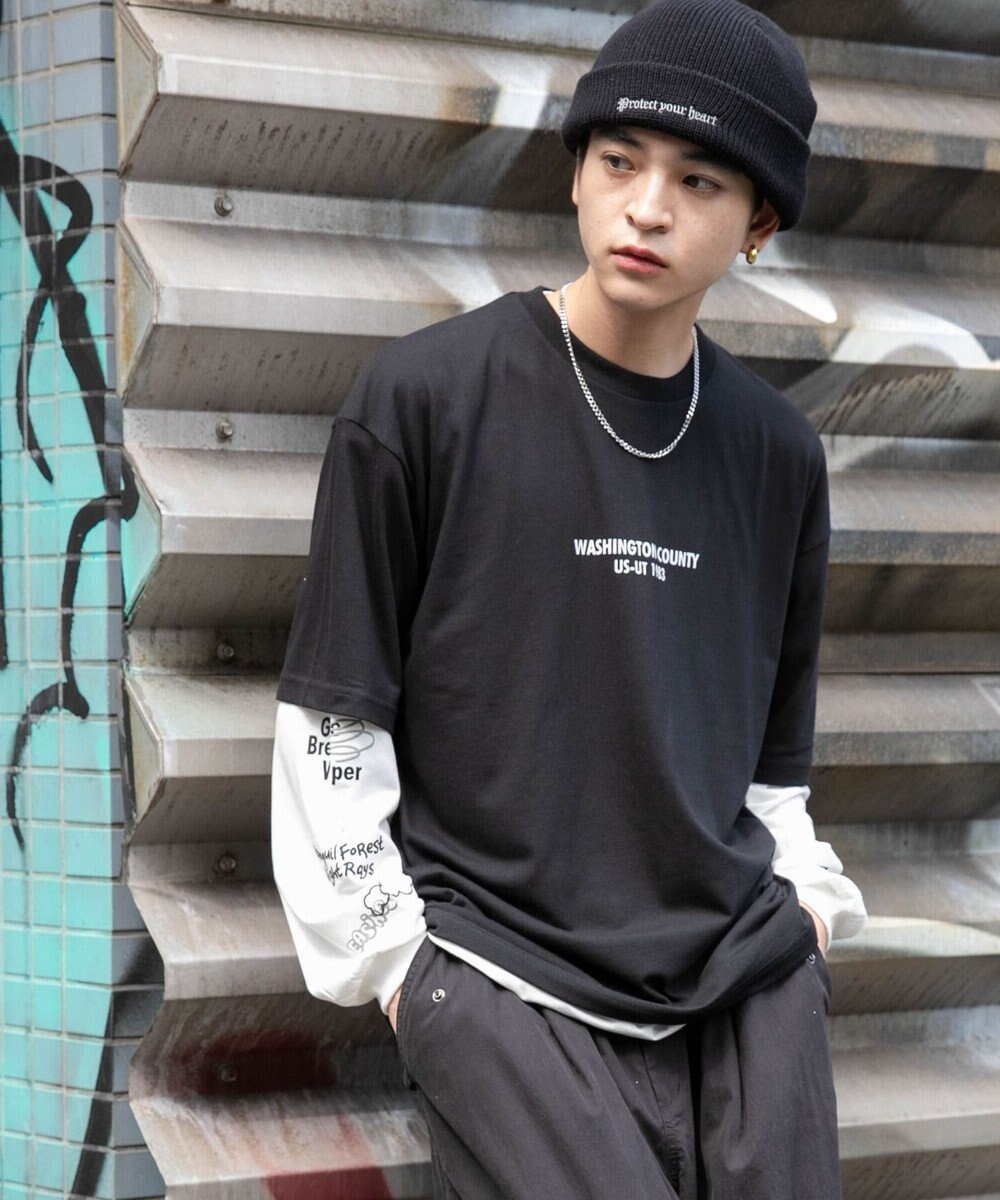 WEGO 【ユニセックス着用ITEM/2点SET】アクセ付きグラフィックアンサンブルT（LS） 