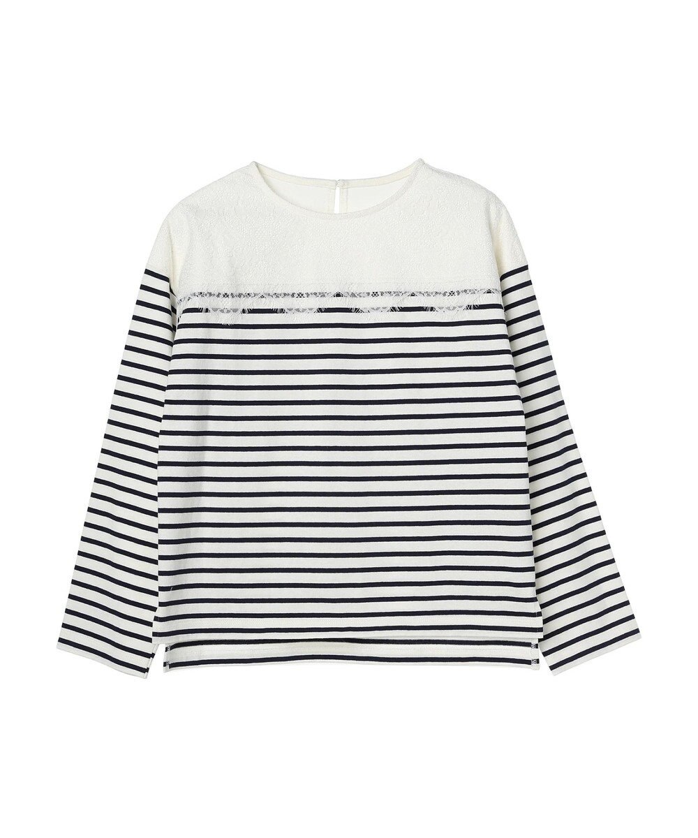 earth music&ecology レースボーダーカットソープルオーバー 