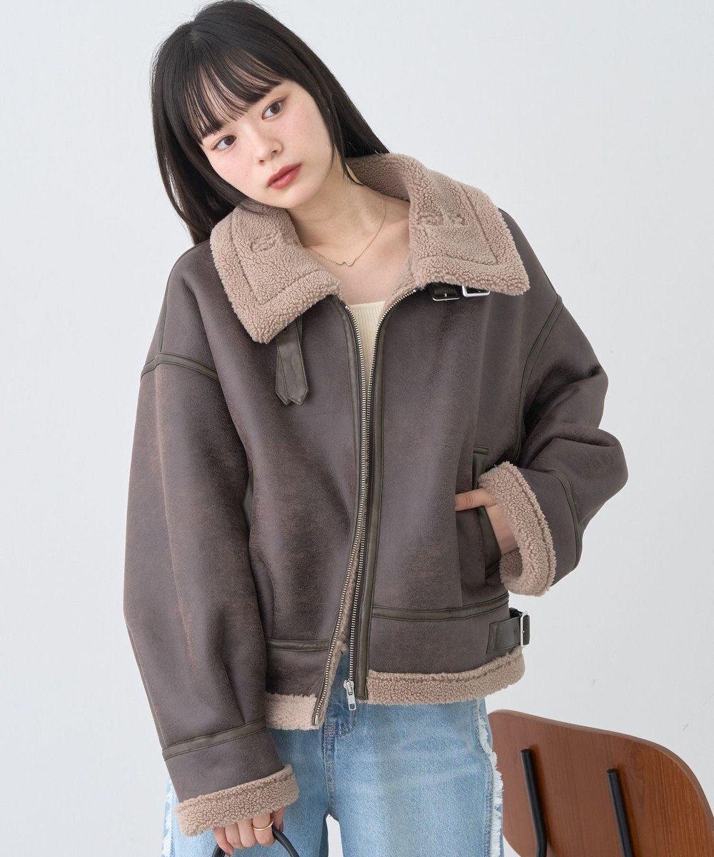 earth music&ecology フェイクムートンジャケット 