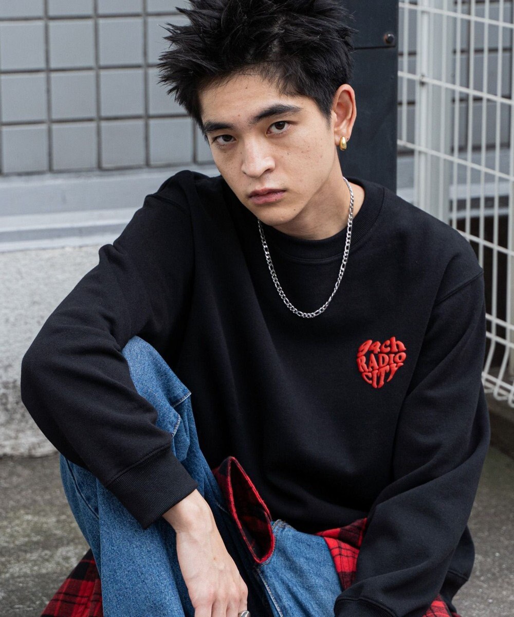 WEGO 【ユニセックス着用ITEM/裏起毛/SMLサイズ展開】リラックスフィットハートロゴプルオーバー 