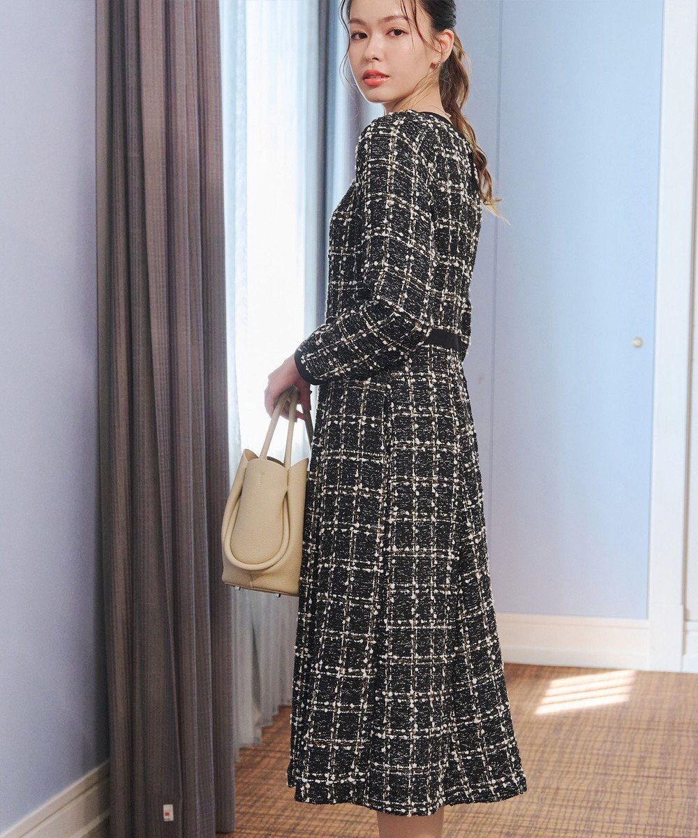 Tiaclasse 【安田美沙子さん着用・洗える】配色ツイードワンピース 