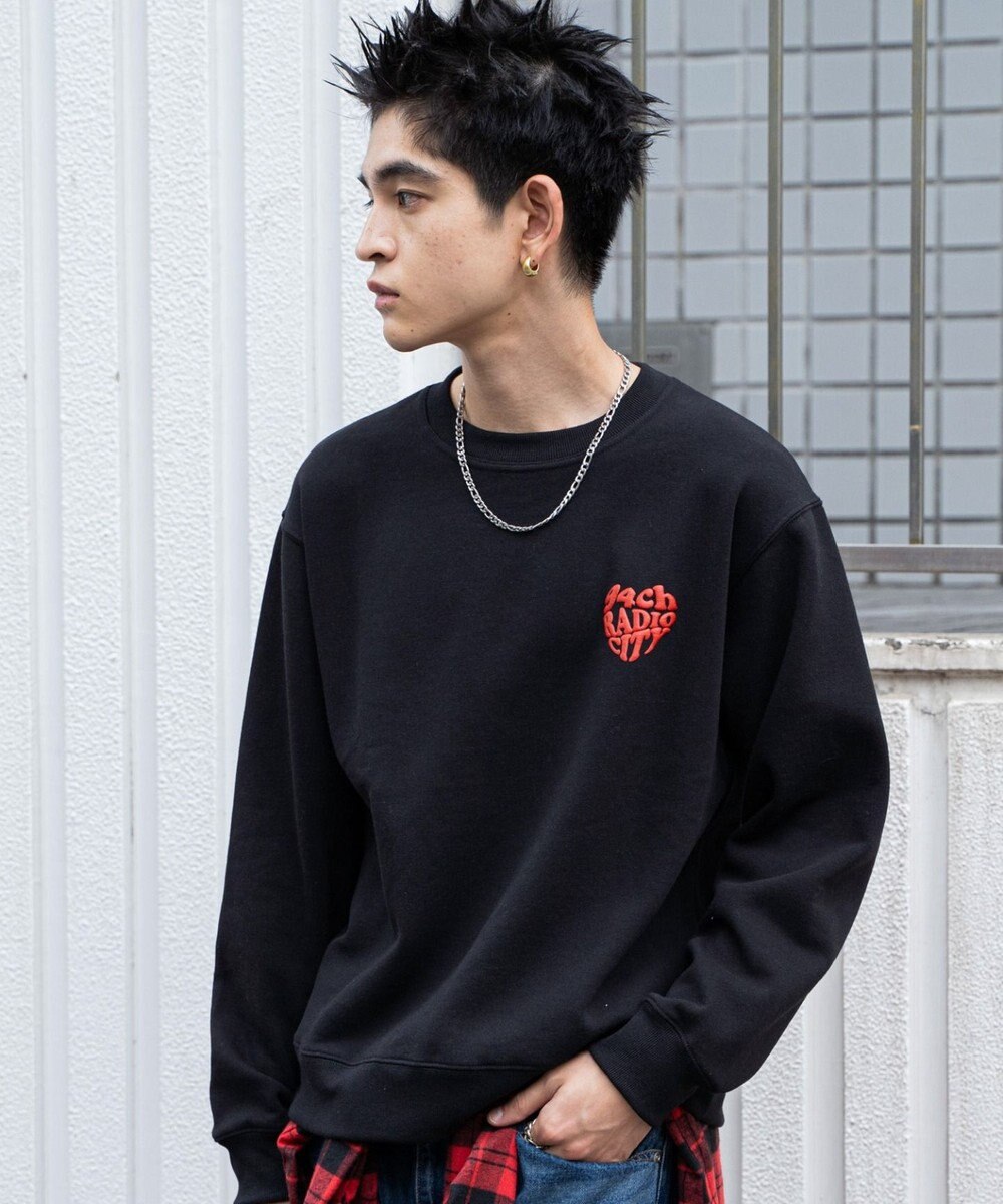 WEGO 【ユニセックス着用ITEM/裏起毛/SMLサイズ展開】リラックスフィットハートロゴプルオーバー 