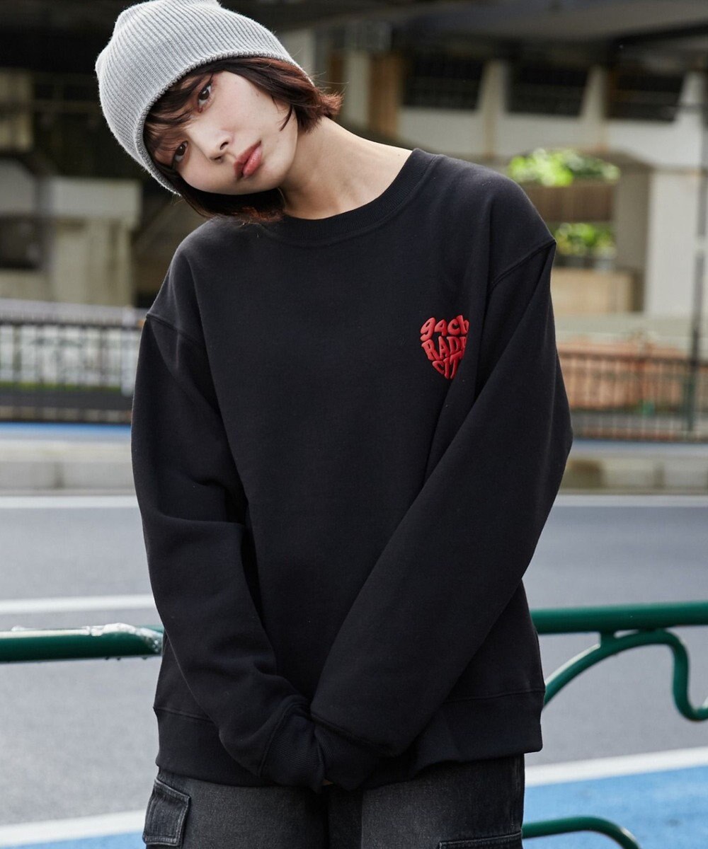 WEGO 【ユニセックス着用ITEM/裏起毛/SMLサイズ展開】リラックスフィットハートロゴプルオーバー 