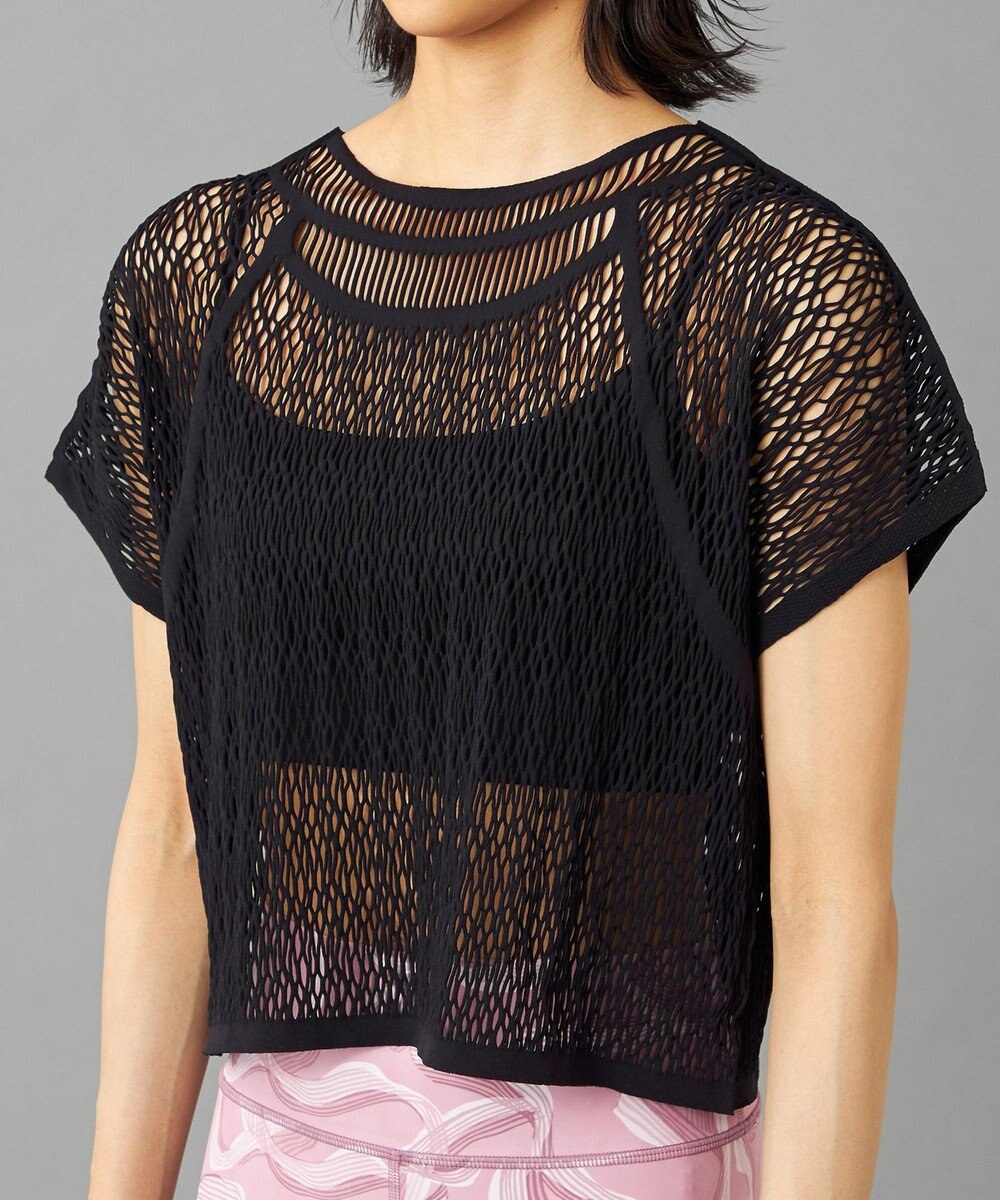 Chacott 【ノーソーイングニット】ランダムメッシュニットTシャツ 
