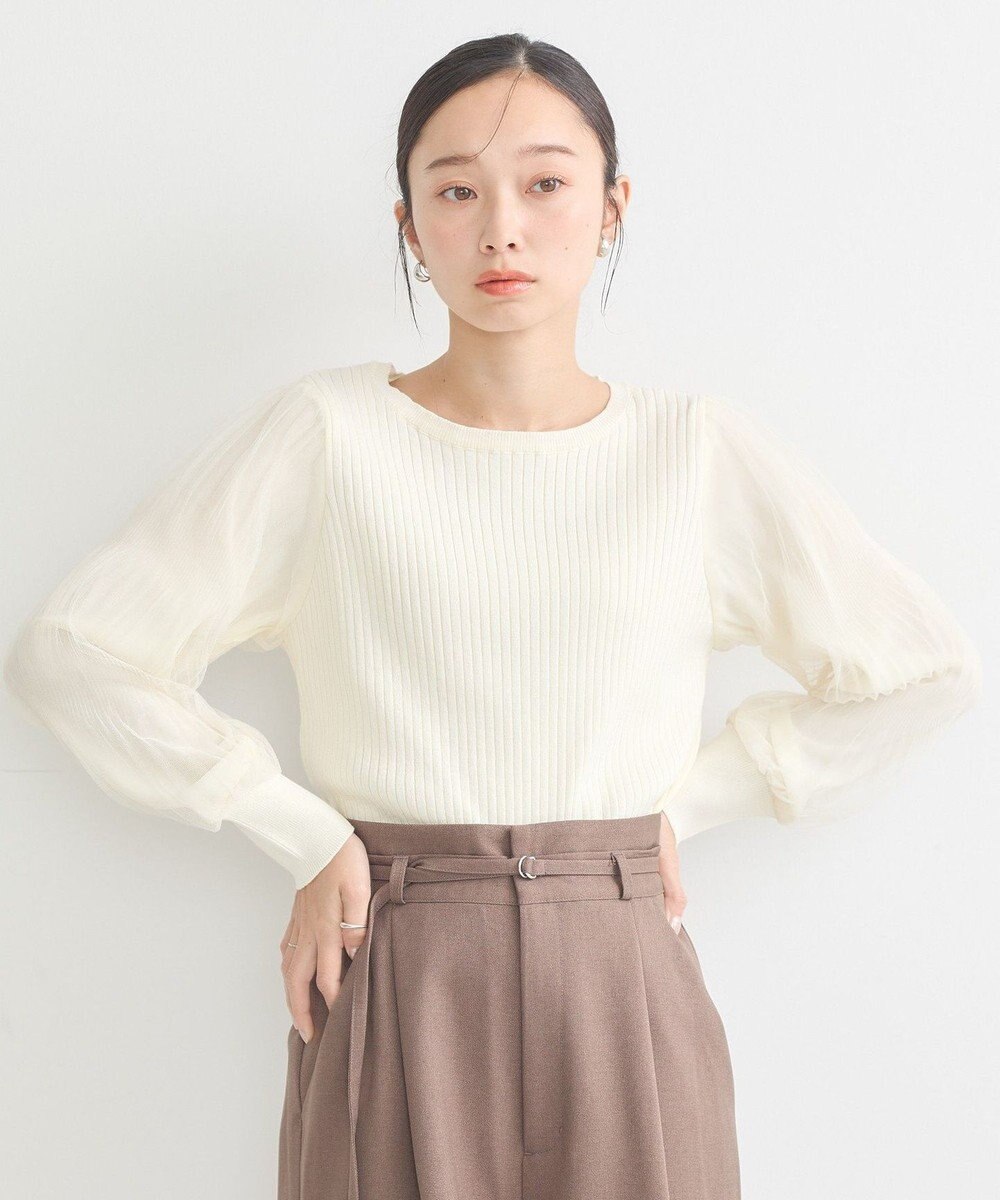 earth music&ecology マジョリカプリーツチュールニットプルオーバー 