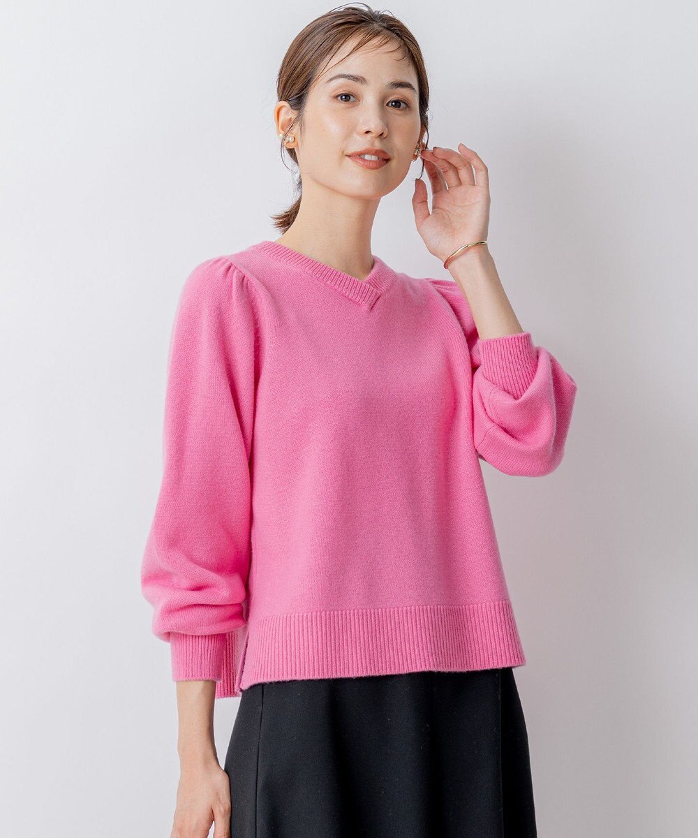 組曲 【8色展開・前後着用可】ウールカシミヤミックス パフスリーブ ニット 