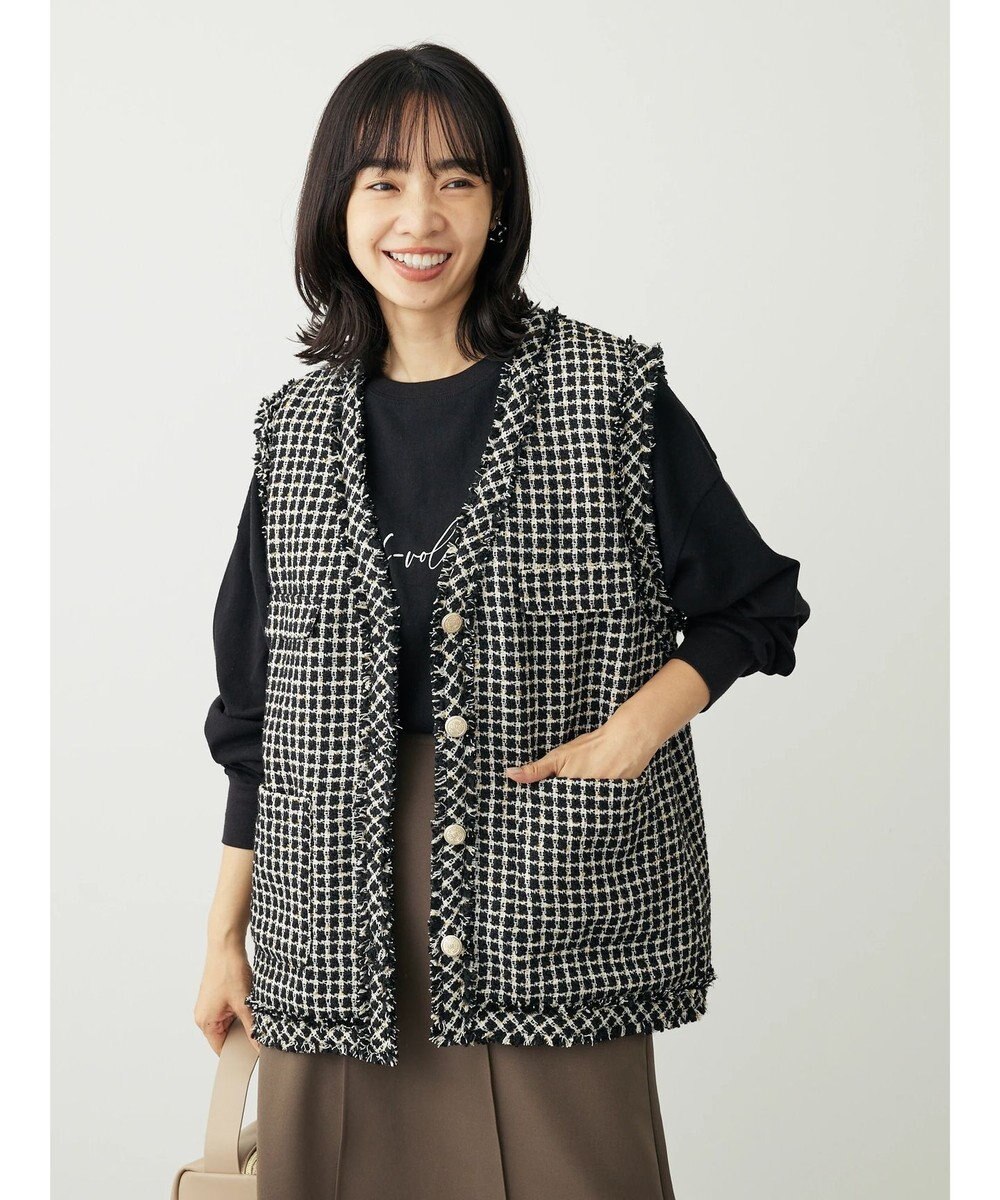 Green Parks ・ＥＬＥＮＣＡＲＥ　ＤＵＥ　ツィードノーカラーベスト 