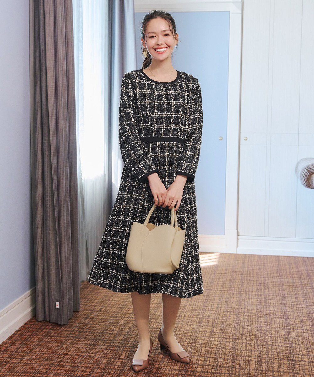 Tiaclasse 【安田美沙子さん着用・洗える】配色ツイードワンピース 