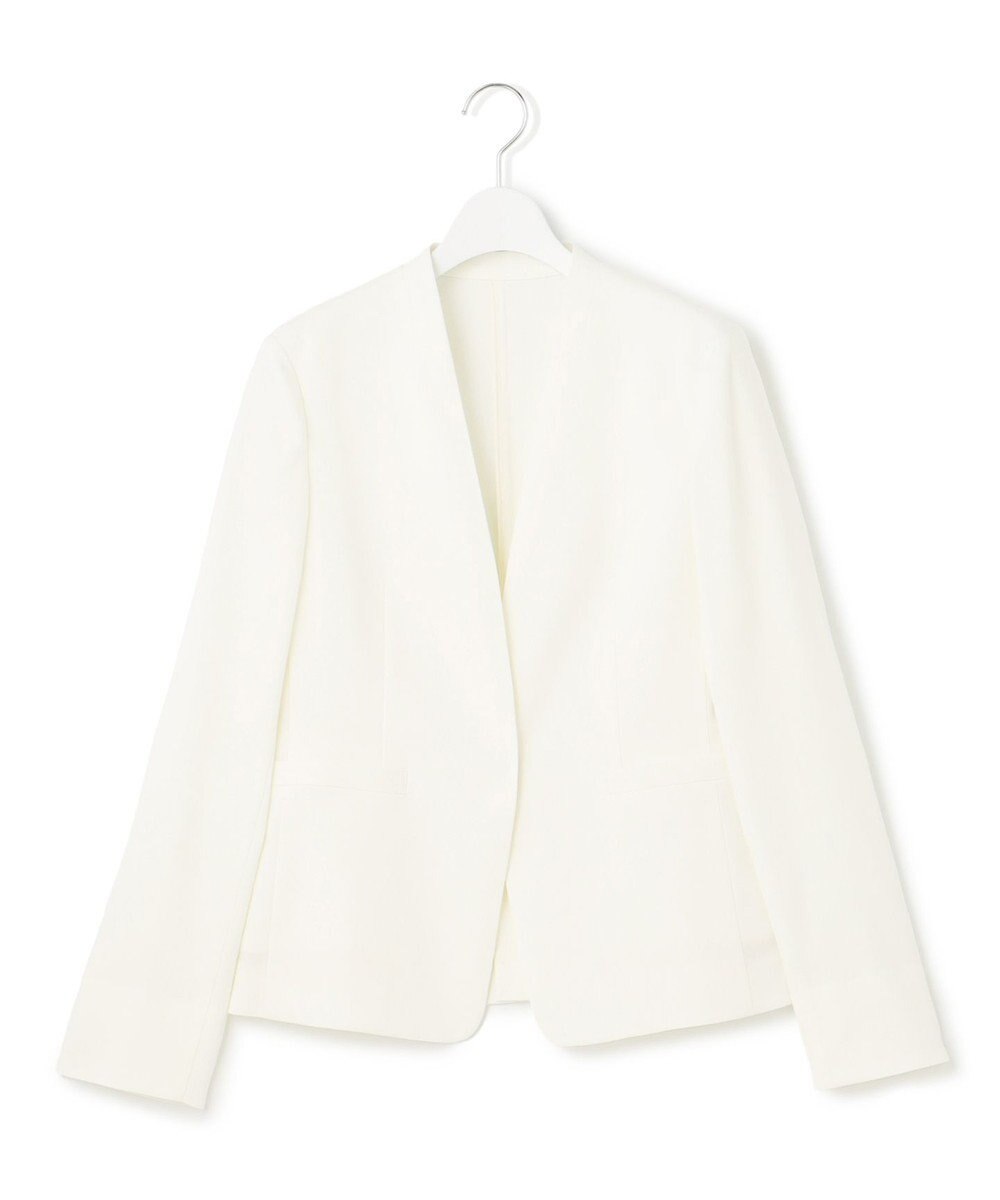 23区 【セットアップ対応/防シワ性/洗える】アイアスマットストレッチ ノーカラー ジャケット 