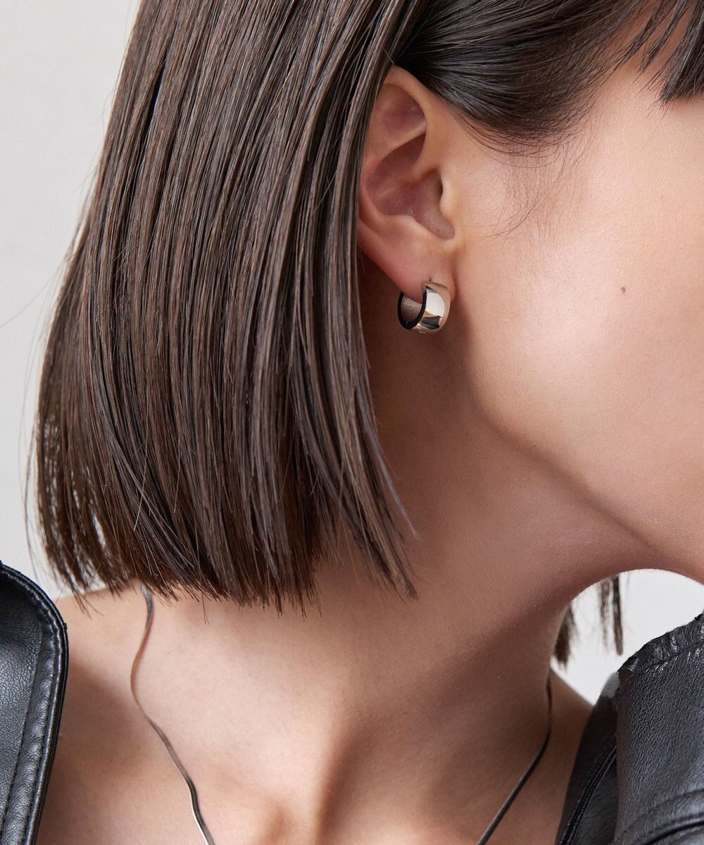 Phoebe 【金属アレルギー対応】ワンタッチワイドフープミニピアス(片耳)/サージカルステンレス シルバー 