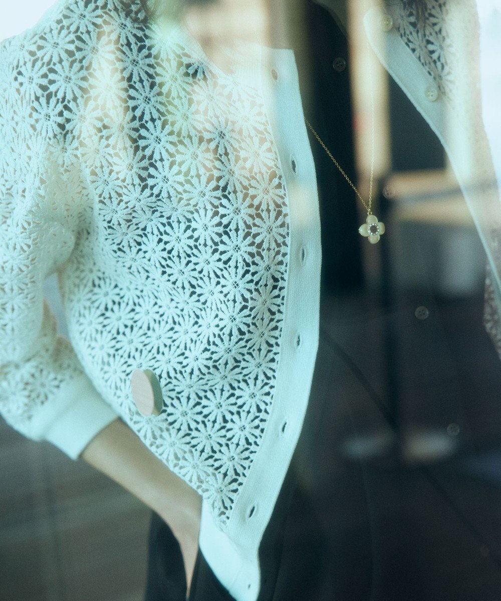 組曲 【前後着用可】コットンフラワーレーシー カーディガン 