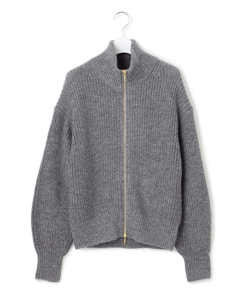 23区 L 【洗える】スパンコールバルキー ダブルジップ ニットブルゾン 