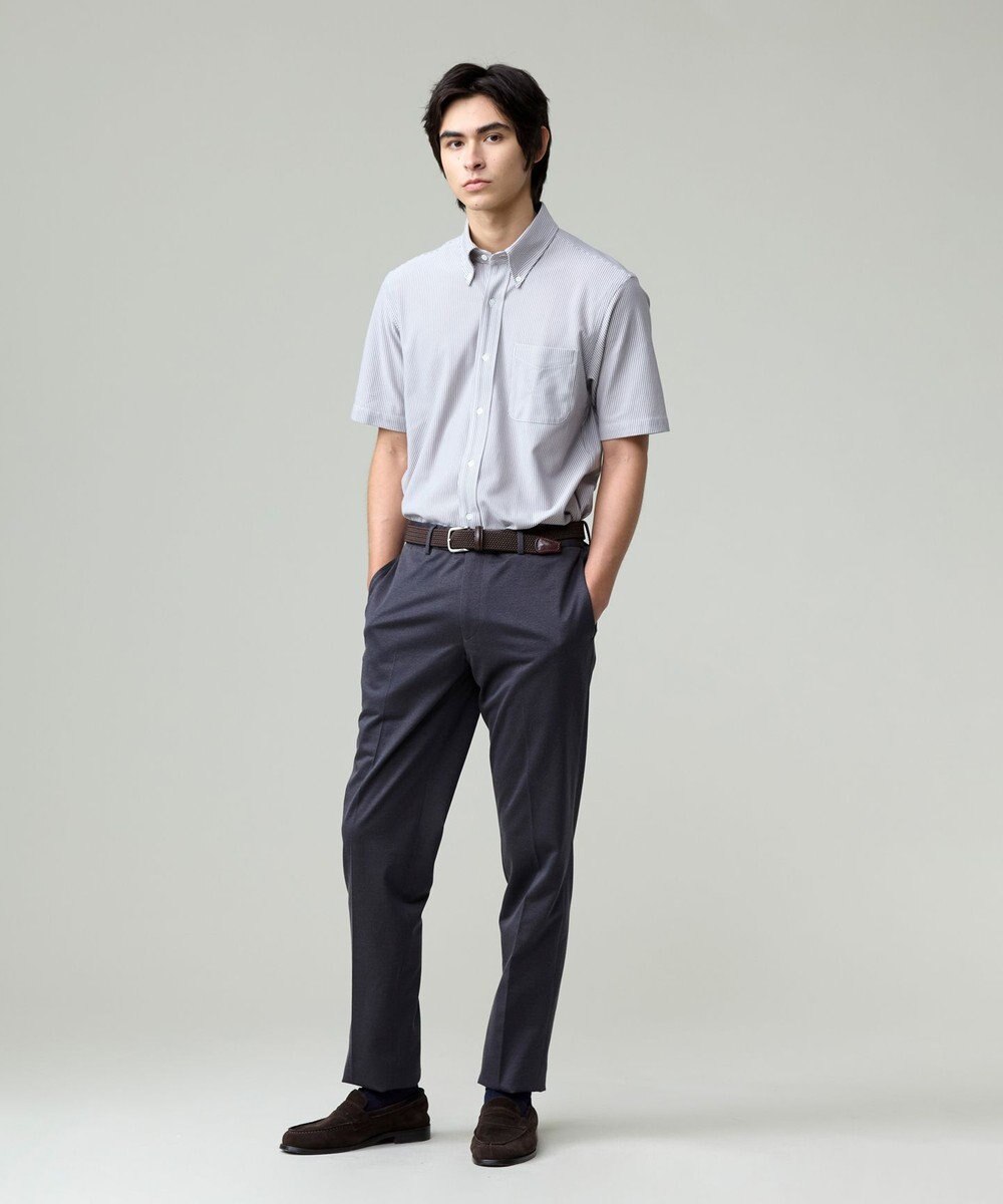 J.PRESS MEN 酷暑の清潔感もこれ一枚で【吸水速乾 / 抗菌防臭 / 防シワ】【J.PRESS OXFORD JERSEY】カノコインレイマイクロストライプ 半袖シャツ / B.D. 