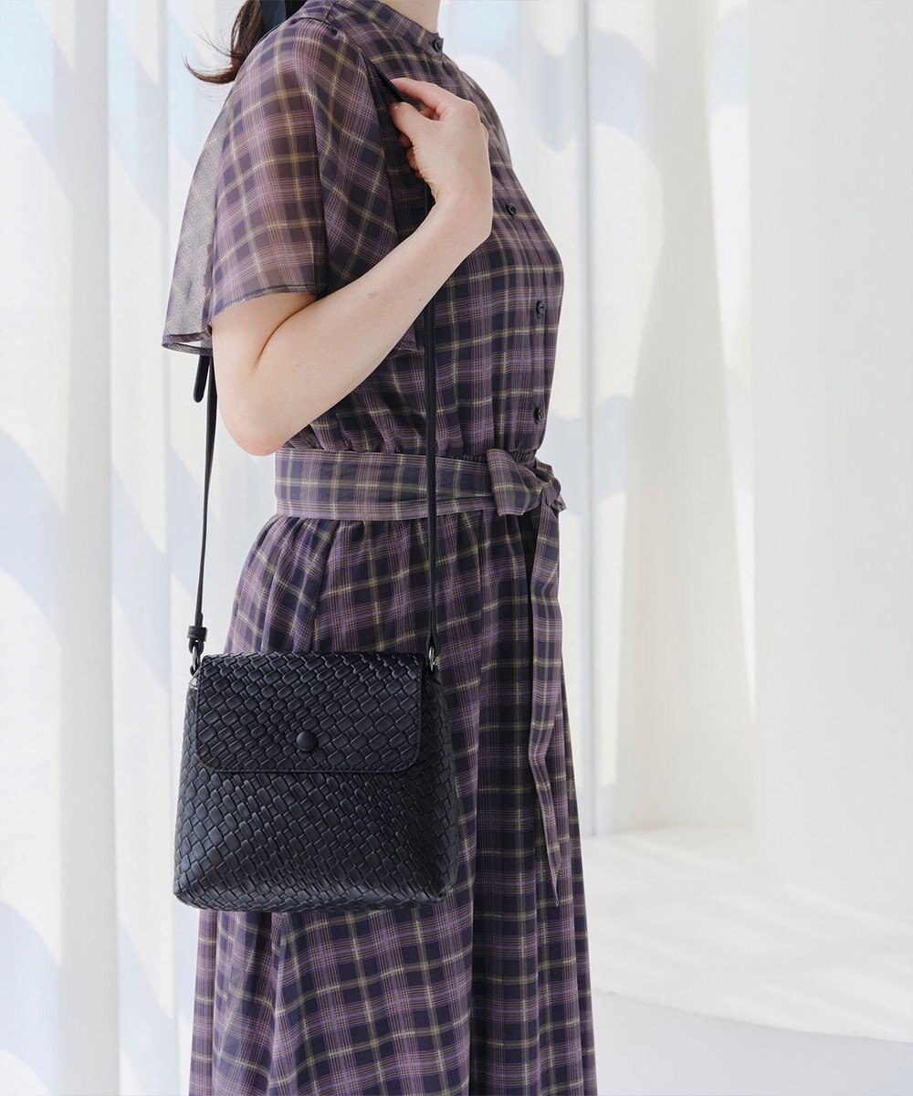 Tiaclasse 【2点セット】編み込み風ショルダーバッグ＋ショルダーポーチ付き 