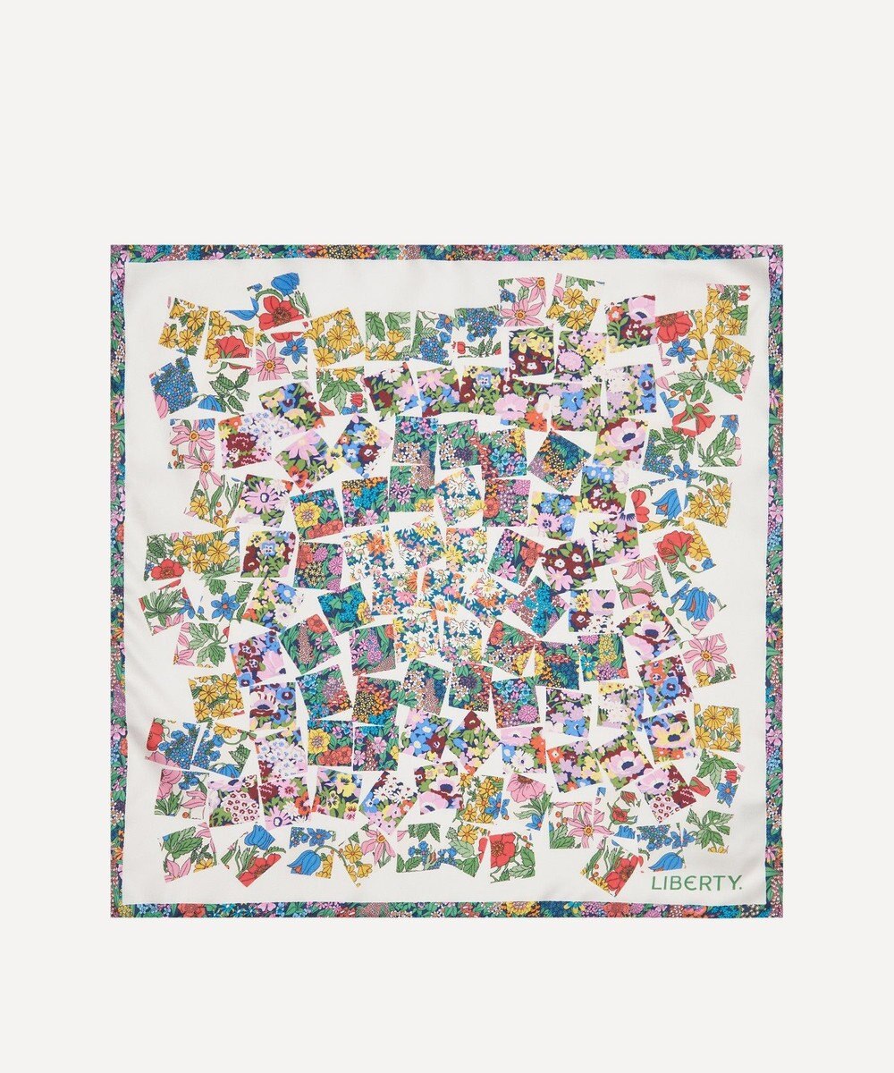 LIBERTY. リトールド パッチワーク 45x45 シルク スカーフ 
