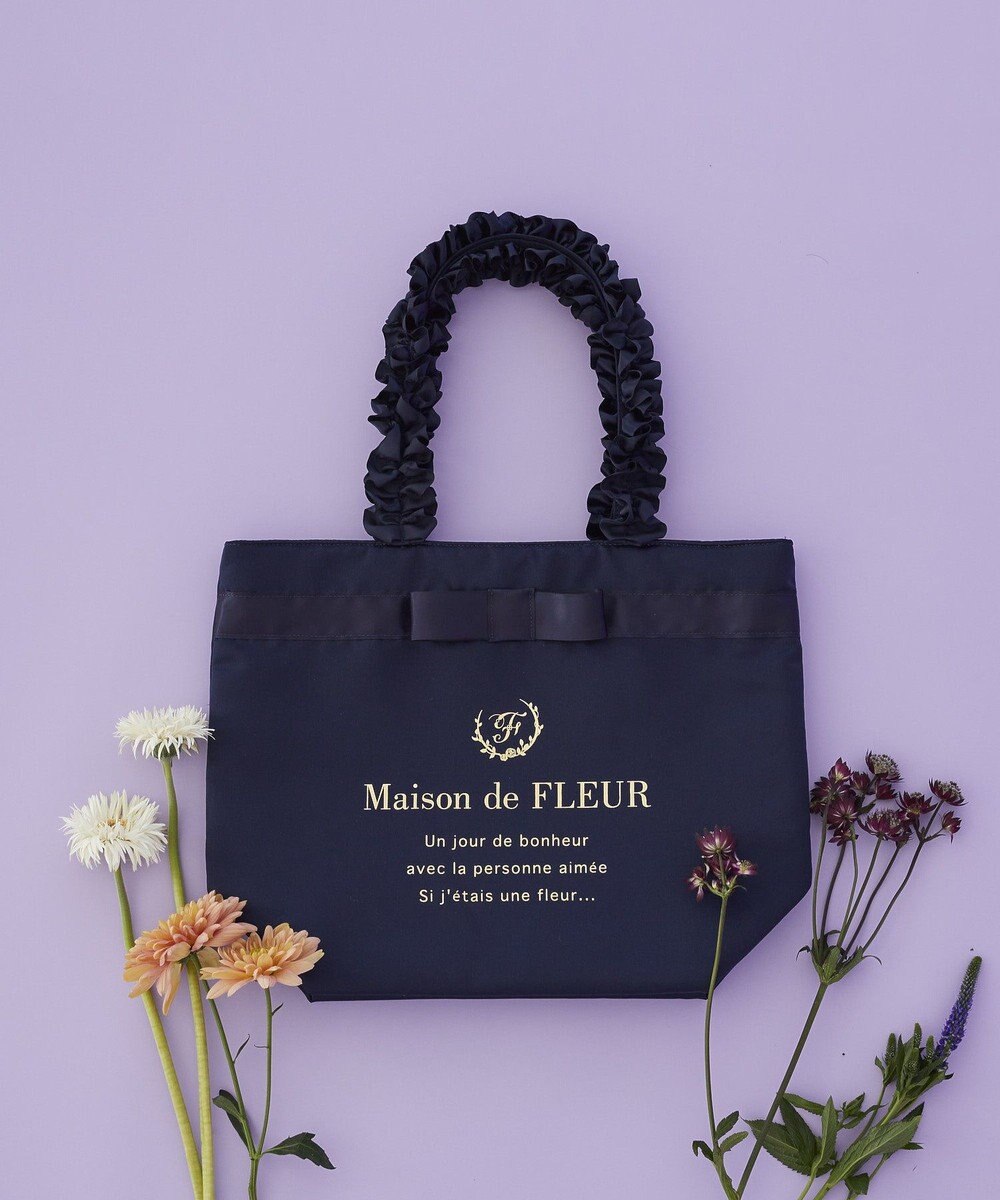Maison de FLEUR ブランドロゴフリルハンドルトートMバッグ 